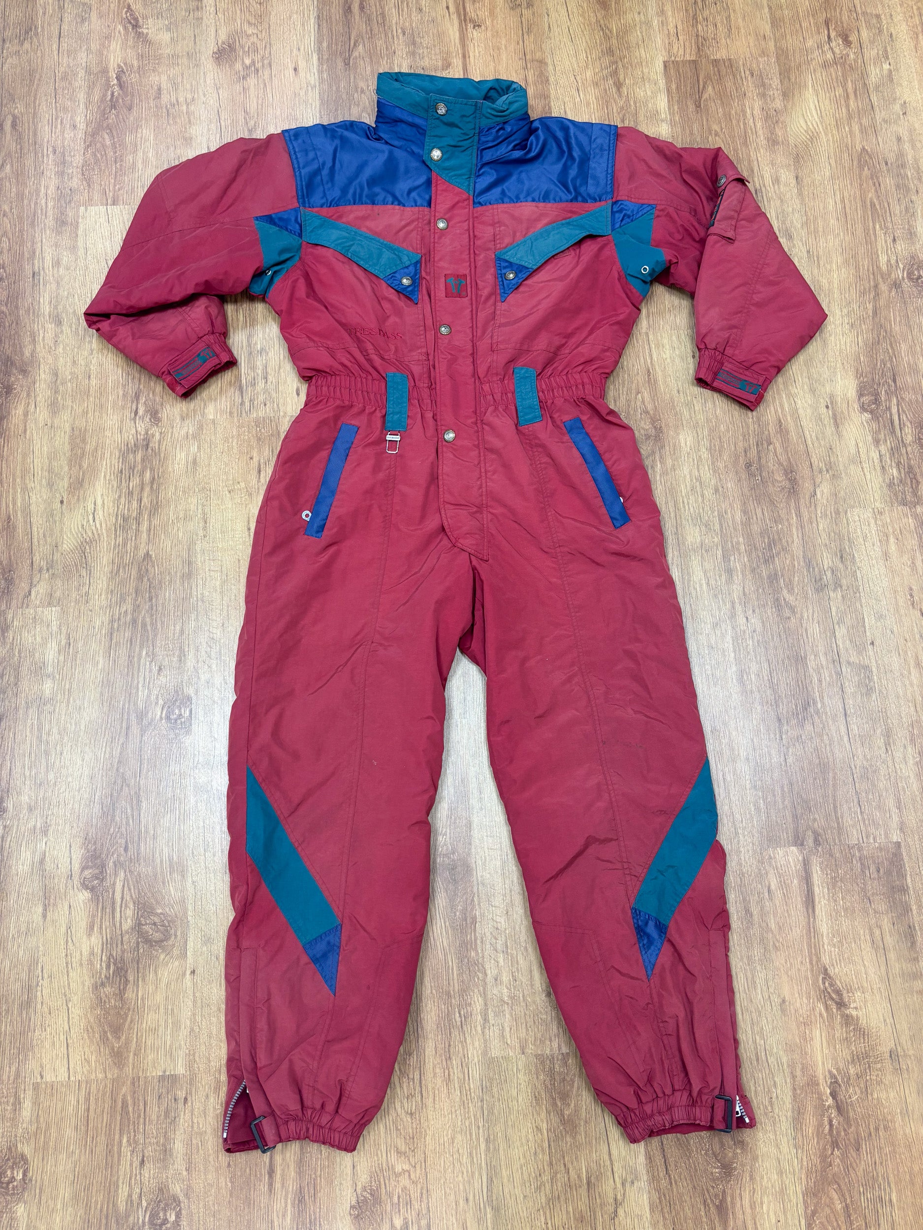 Vintage retro skipak - rood, blauw, groen maat M-L