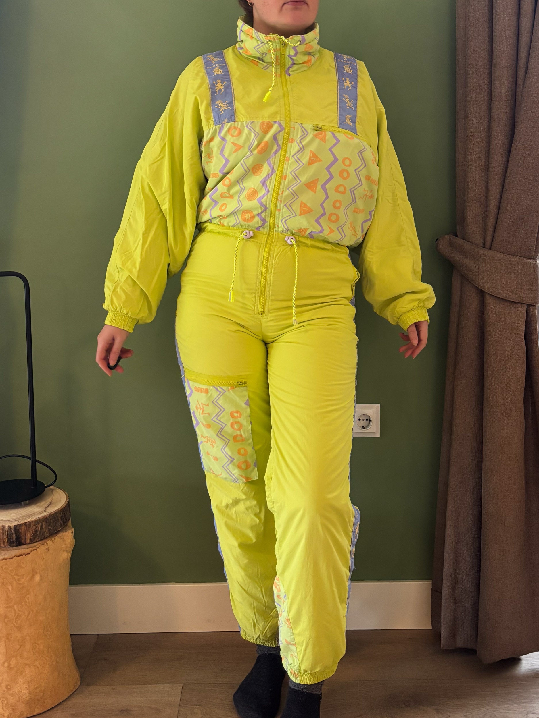 Vintage retro skipak - Voodoo geel, paars, lila maat M