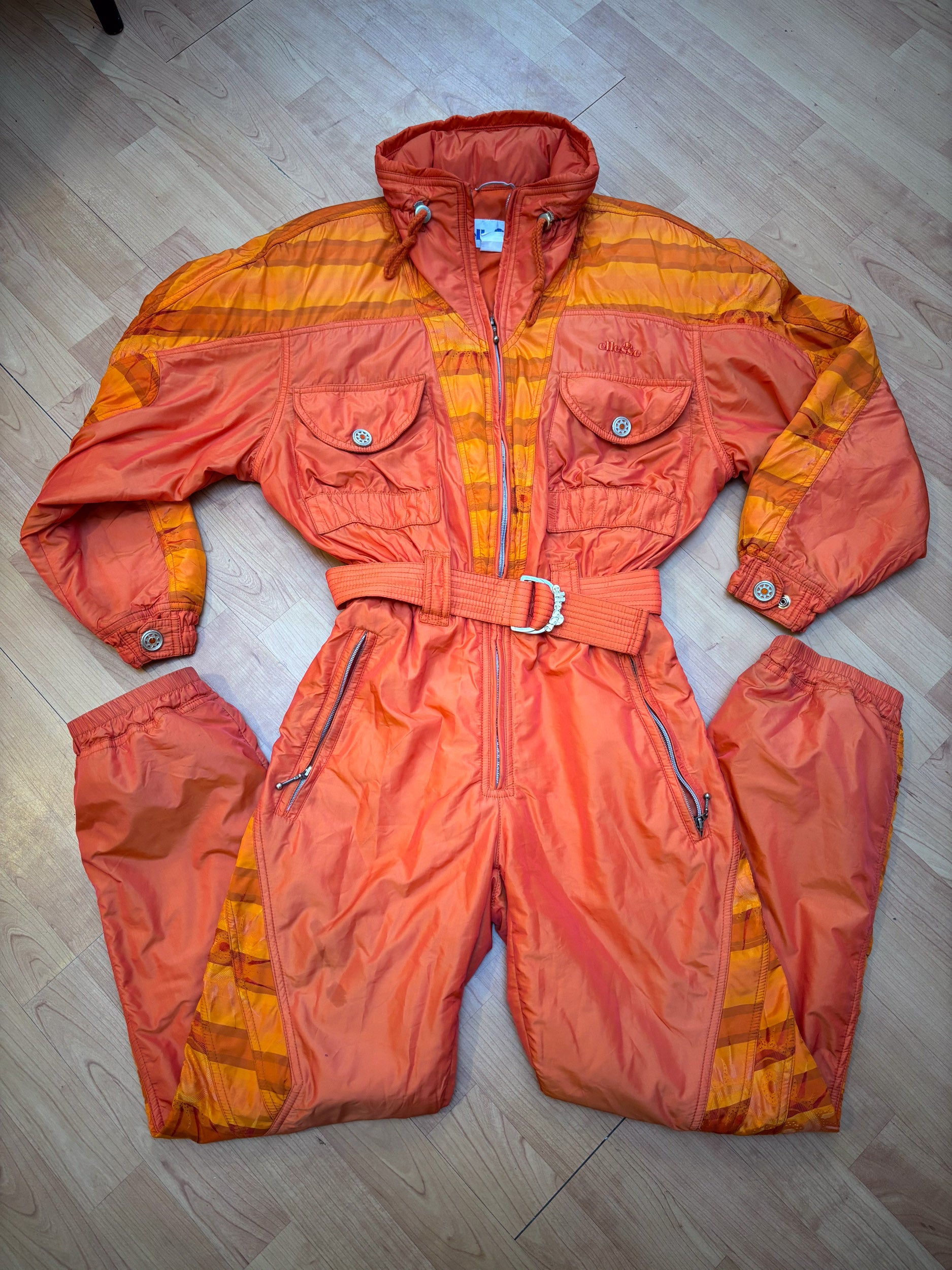 Vintage retro skipak - Ellesse oranje met print maat S/M / 38