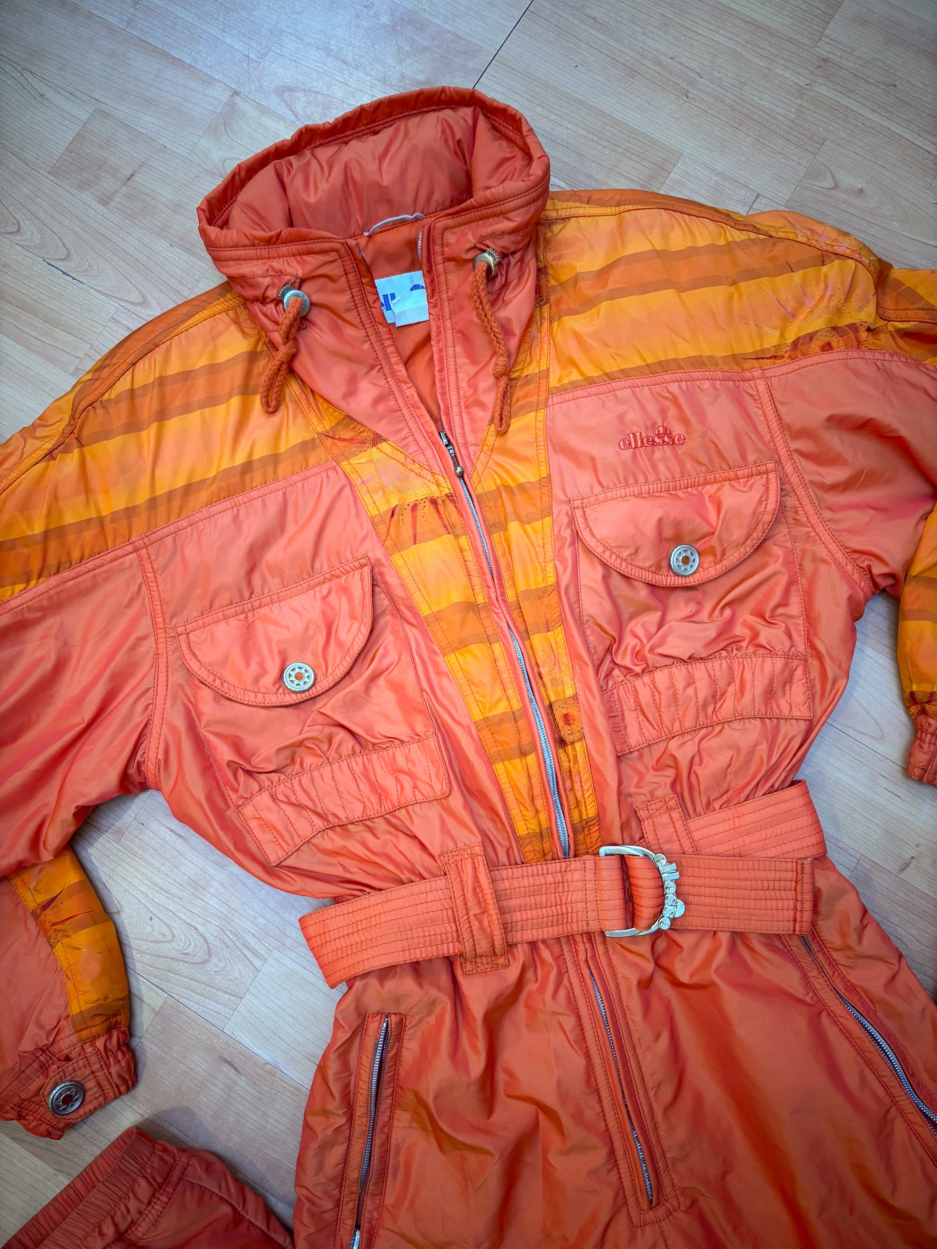 Vintage retro skipak - Ellesse oranje met print maat S/M / 38