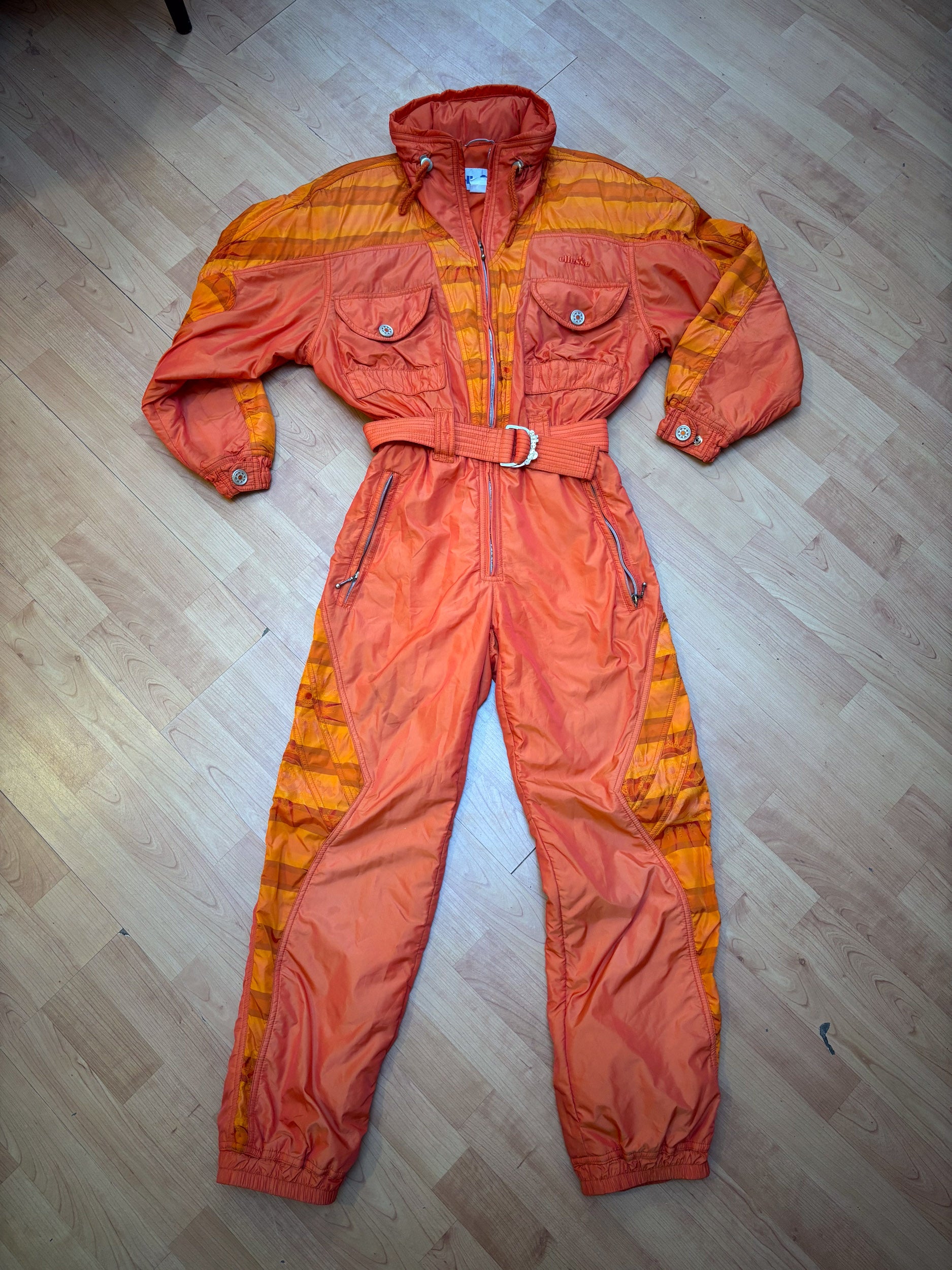 Vintage retro skipak - Ellesse oranje met print maat S/M / 38