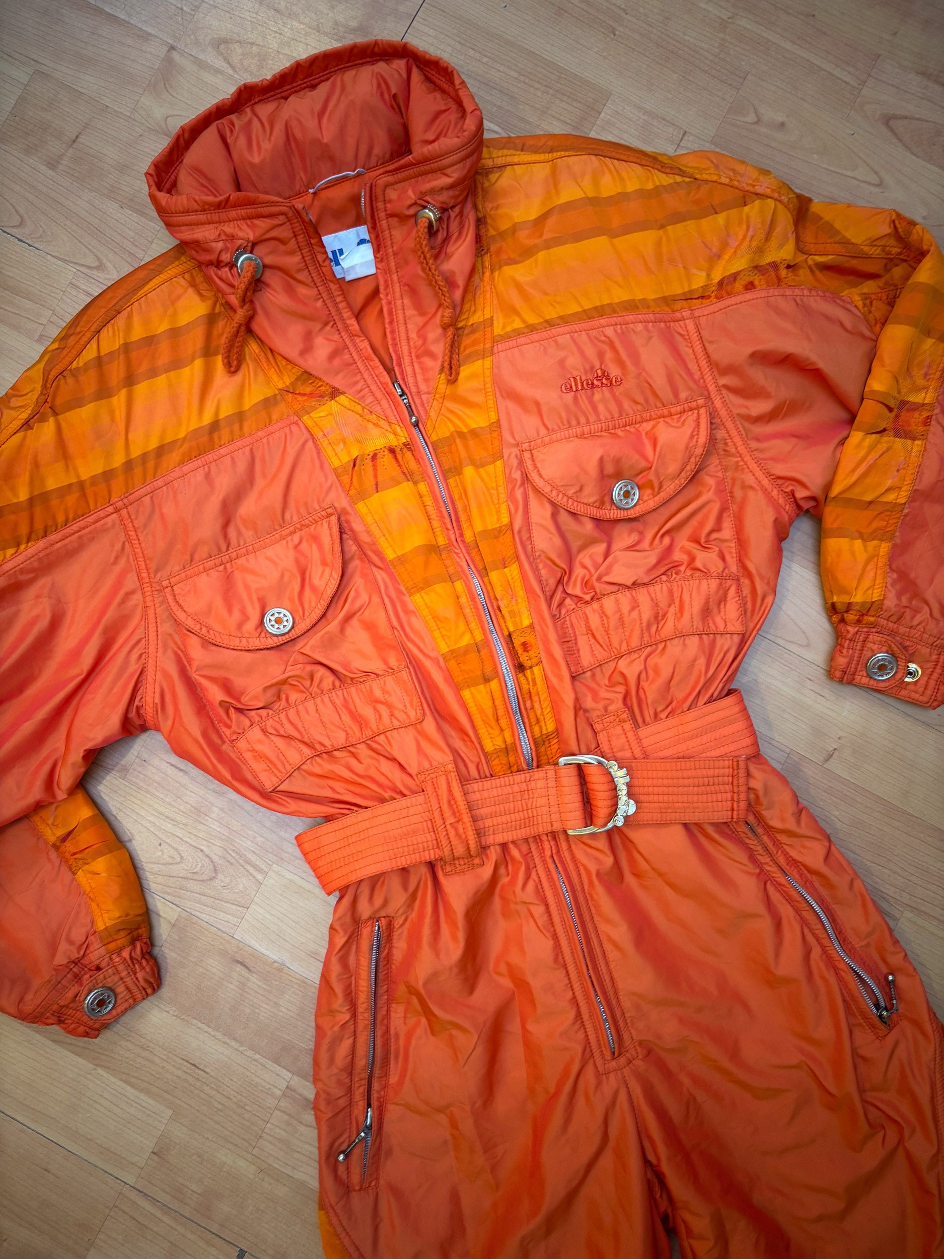 Vintage retro skipak - Ellesse oranje met print maat S/M / 38