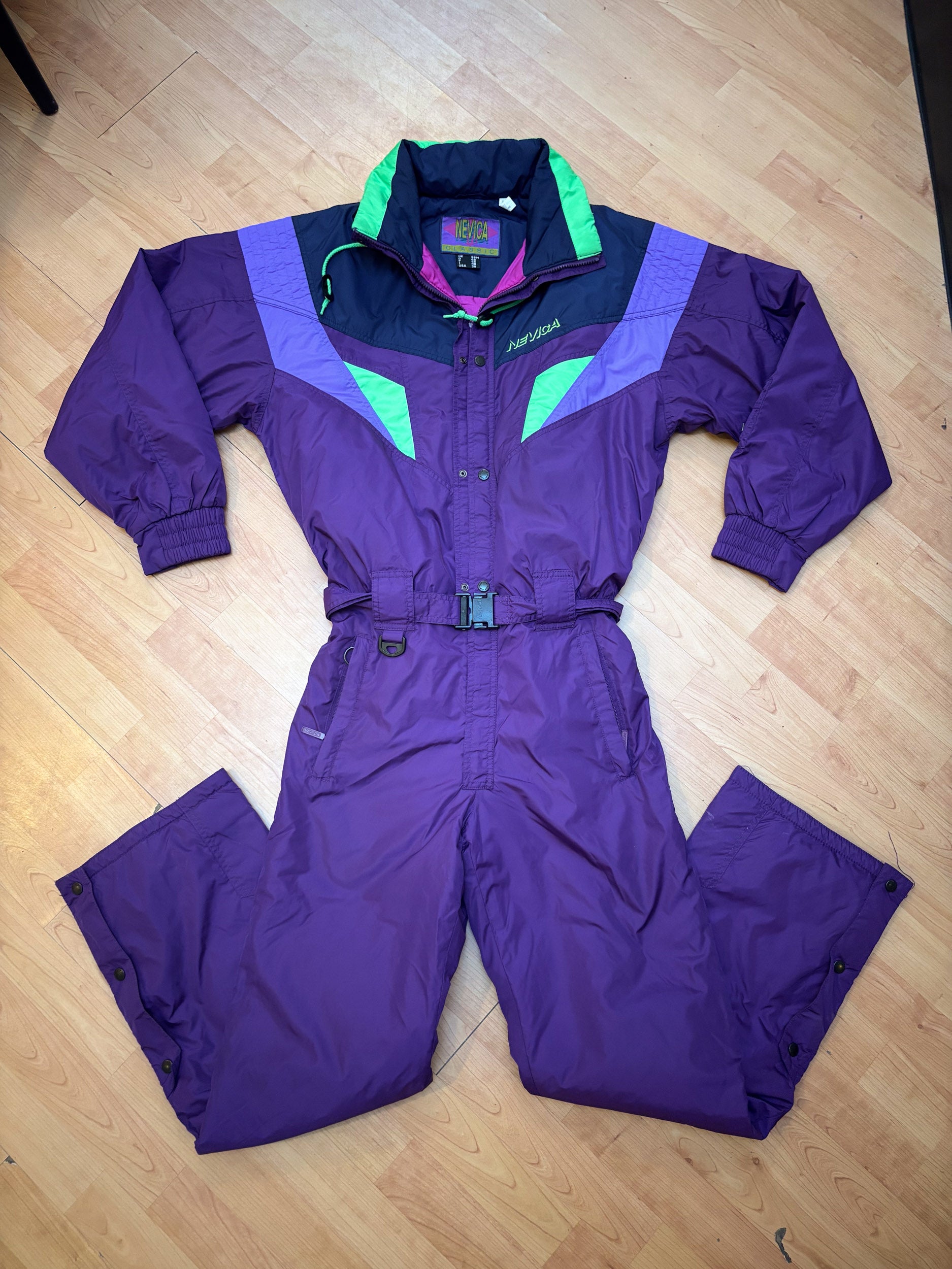 Vintage retro skipak - Paars, neon groen, lila maat M