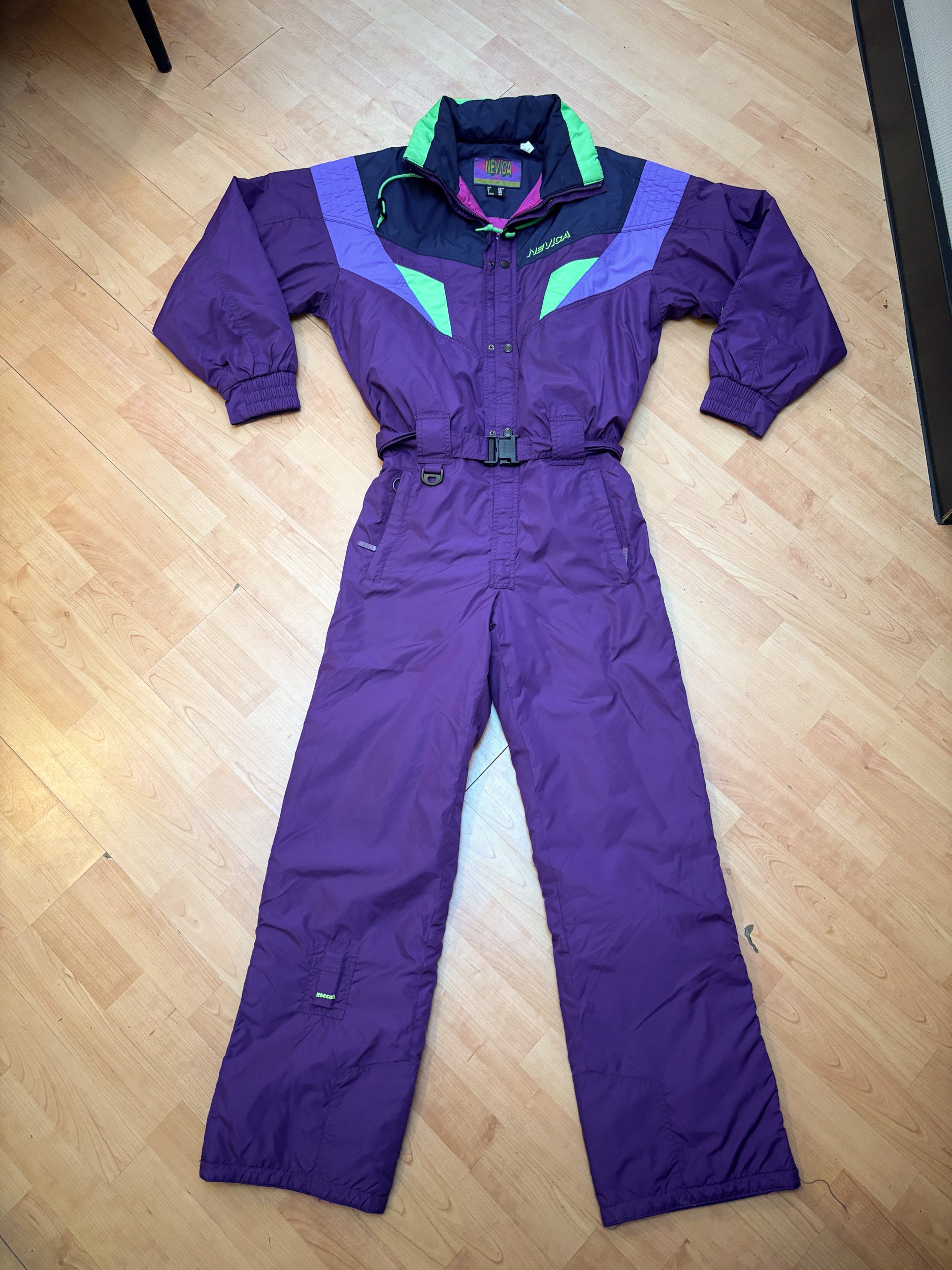 Vintage retro skipak - Paars, neon groen, lila maat M