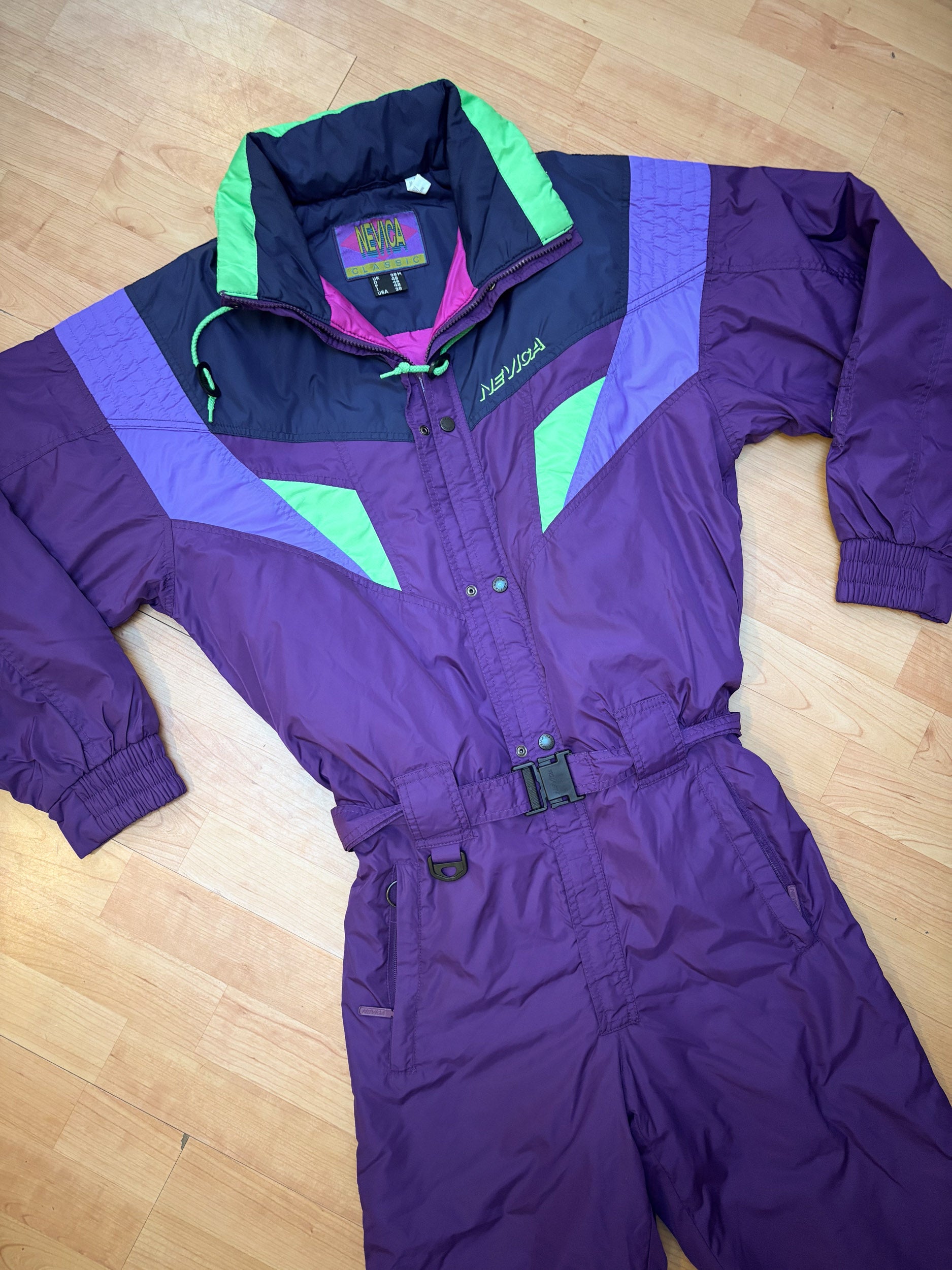 Vintage retro skipak - Paars, neon groen, lila maat M