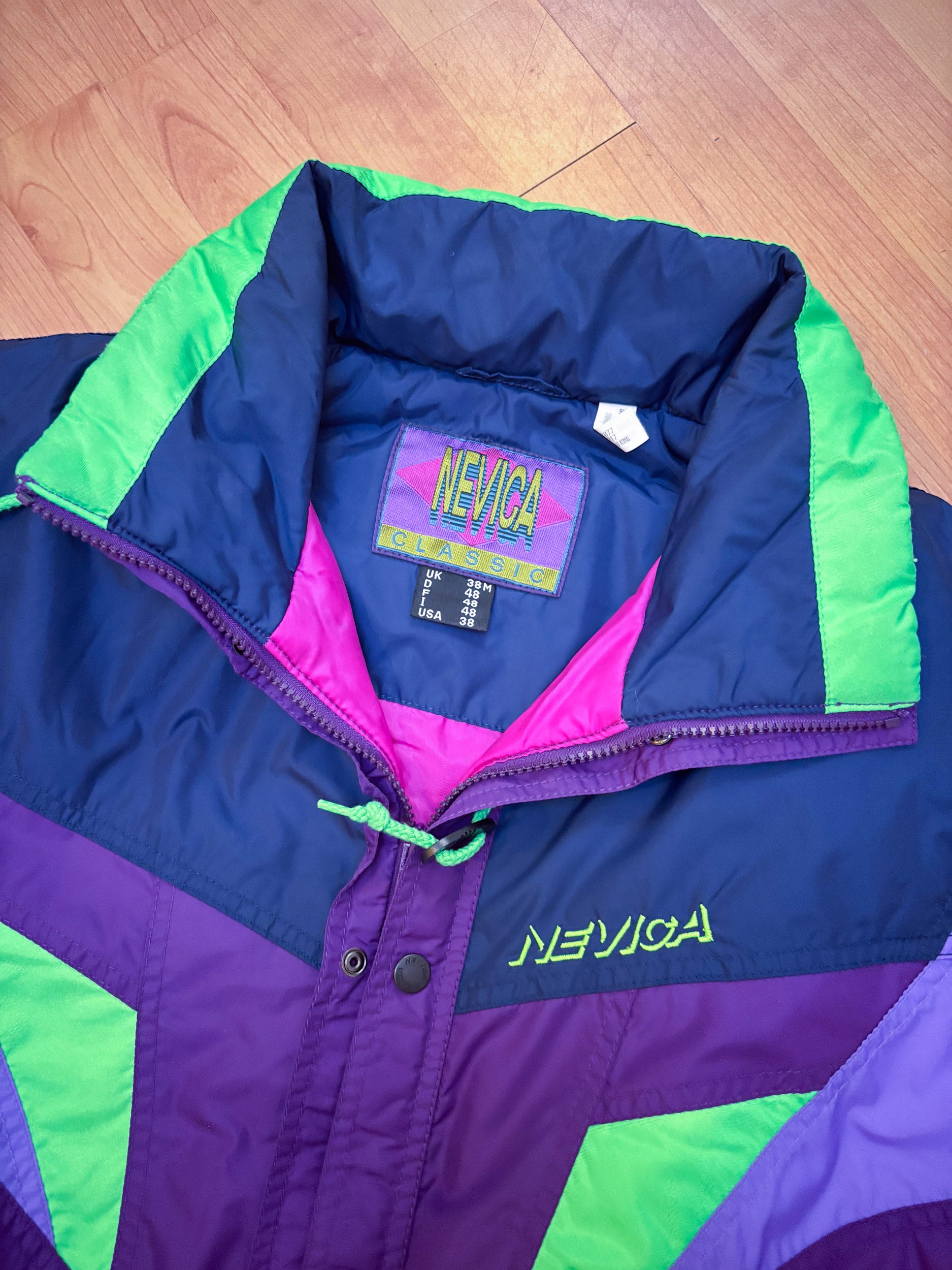 Vintage retro skipak - Paars, neon groen, lila maat M