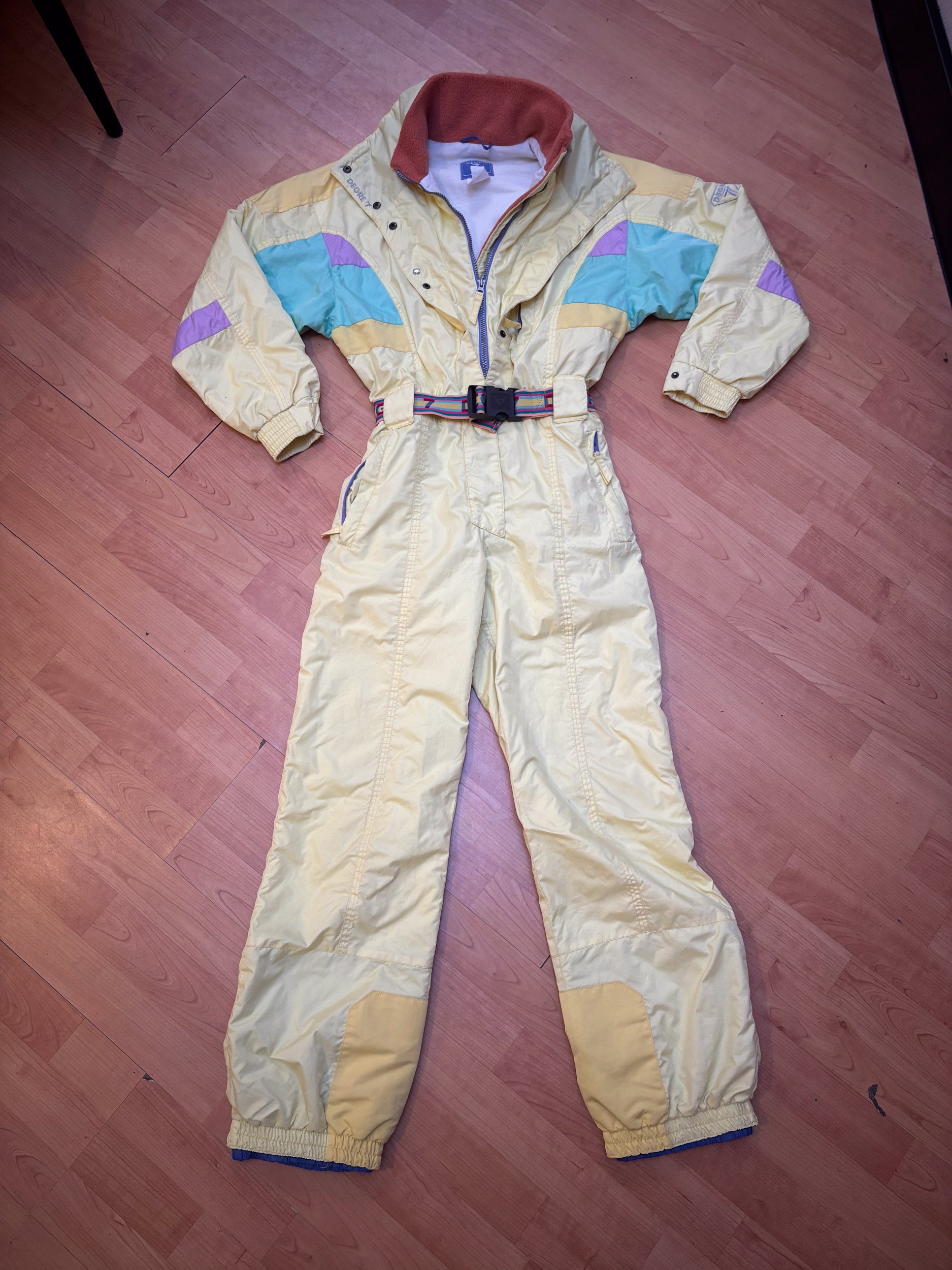 Vintage retro skipak - Degre 7 butter yellow, lila maat XS