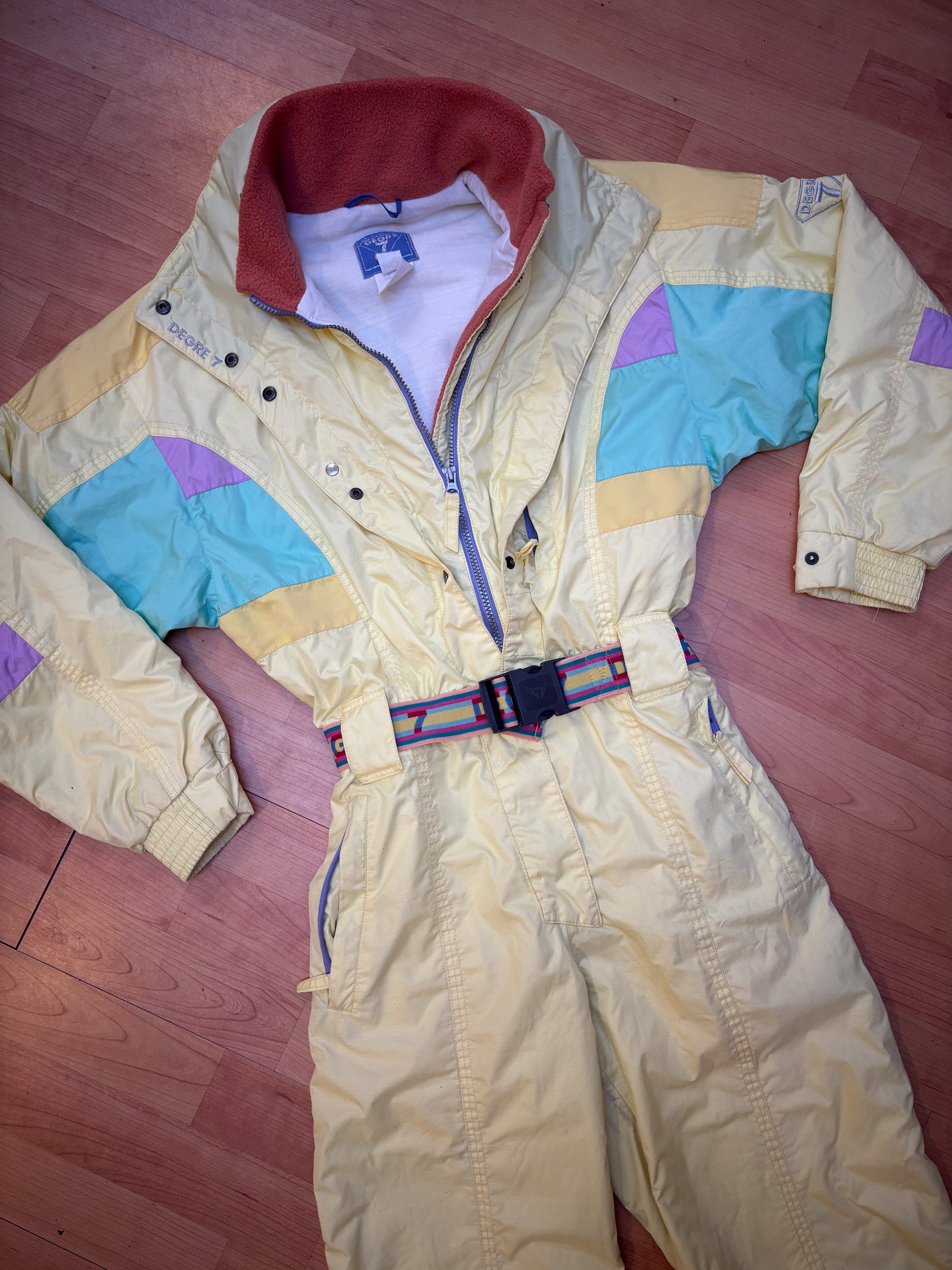 Vintage retro skipak - Degre 7 butter yellow, lila maat XS