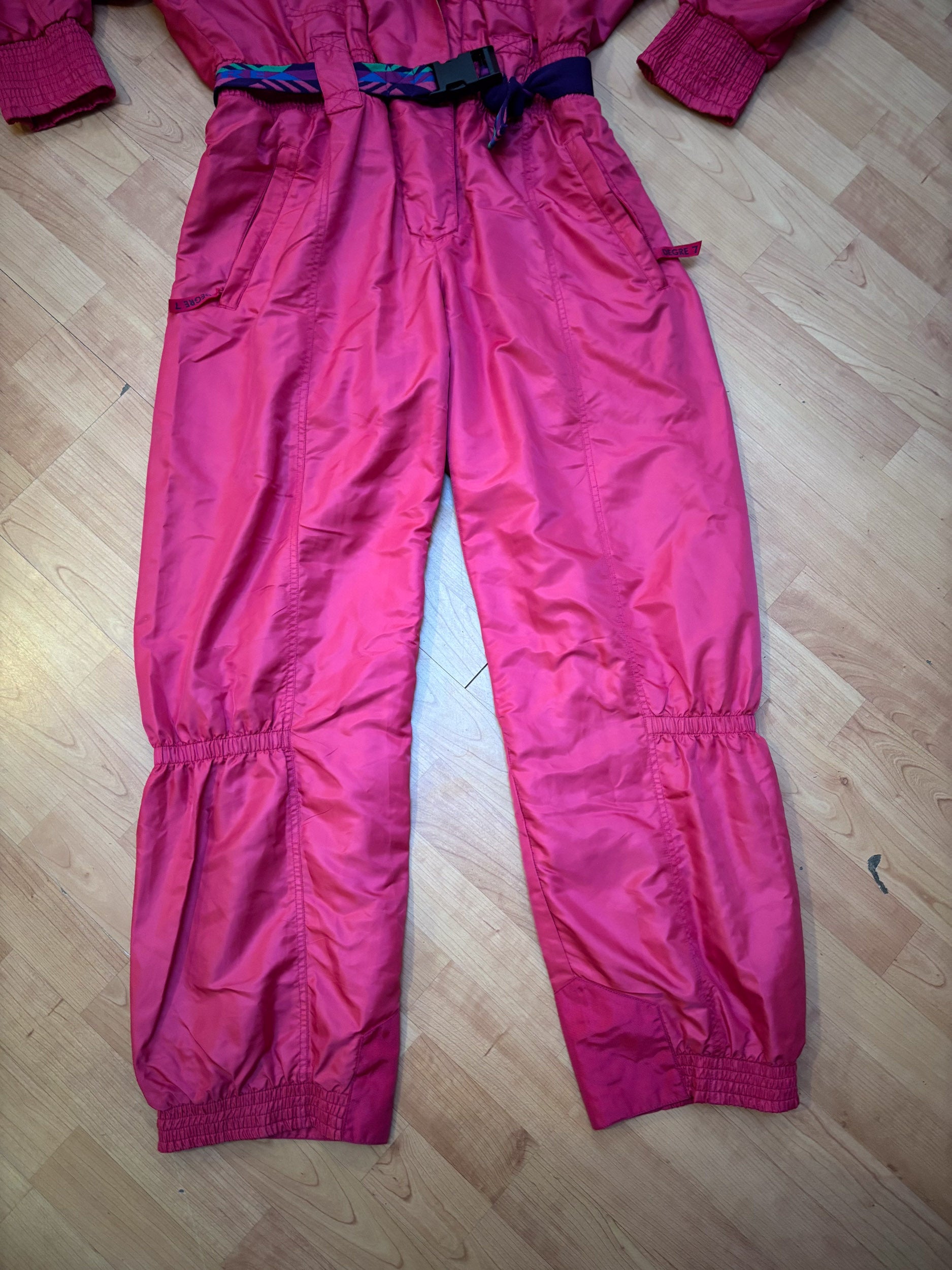 Vintage retro skipak - Degre 7 shiny roze, goud geel maat M