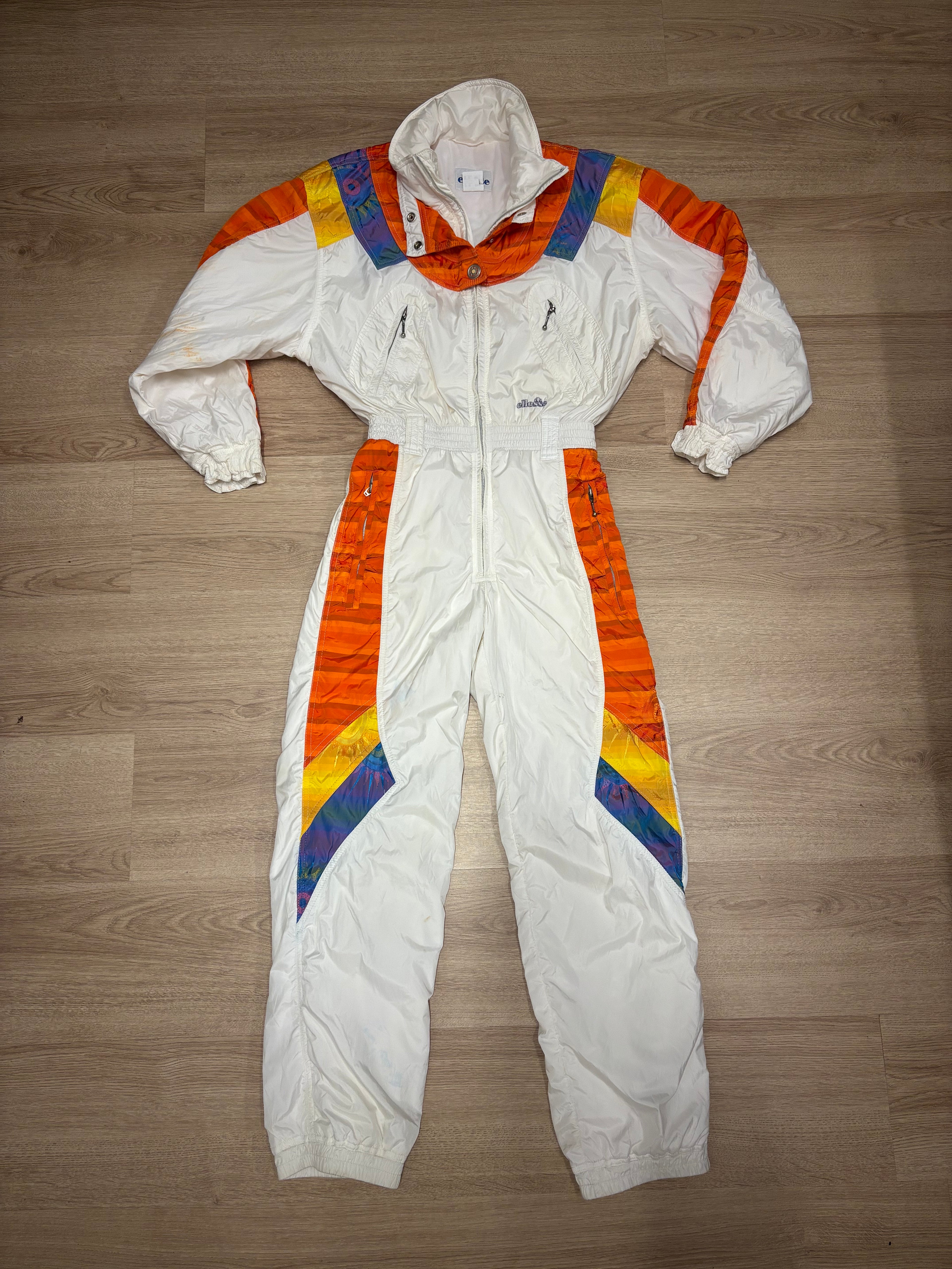 Vintage retro skipak - Ellesse wit rood geel maat S/M