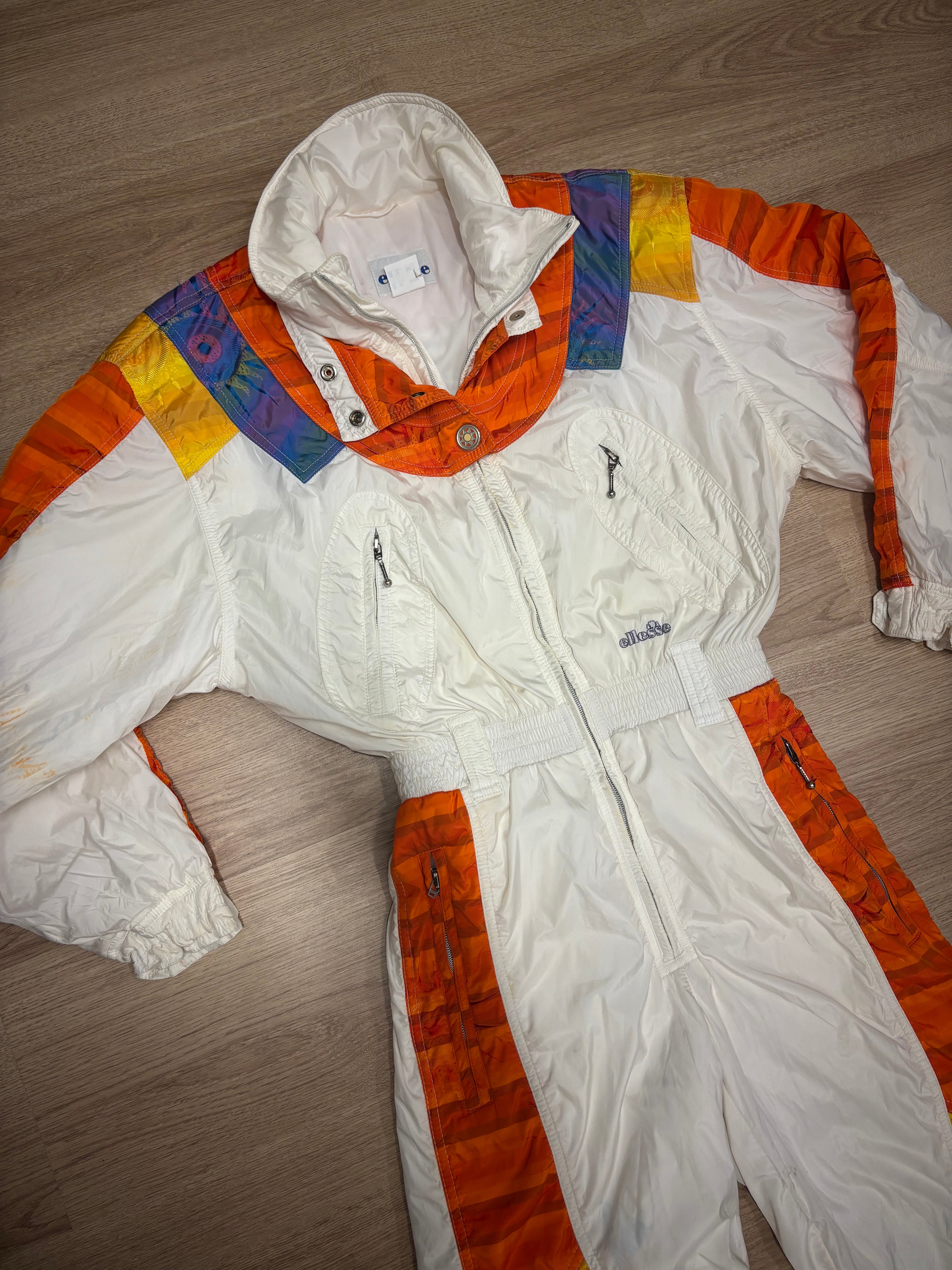 Vintage retro skipak - Ellesse wit rood geel maat S/M