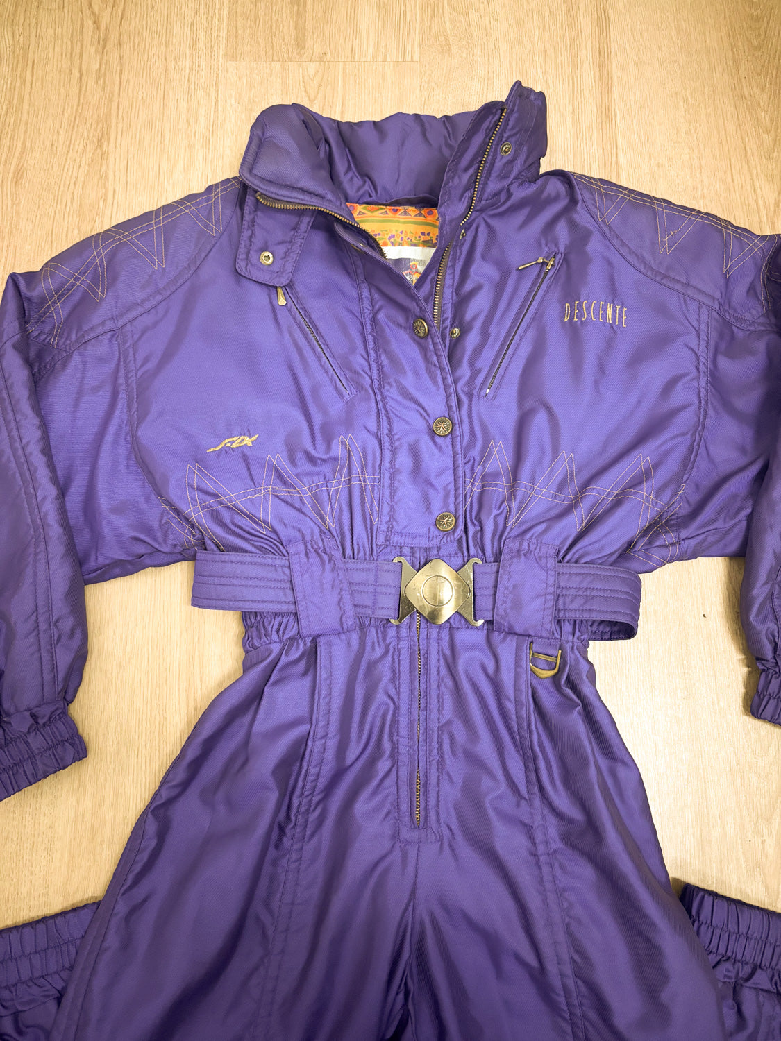 Vintage retro skipak - paars met gouden details maat S/M (38)