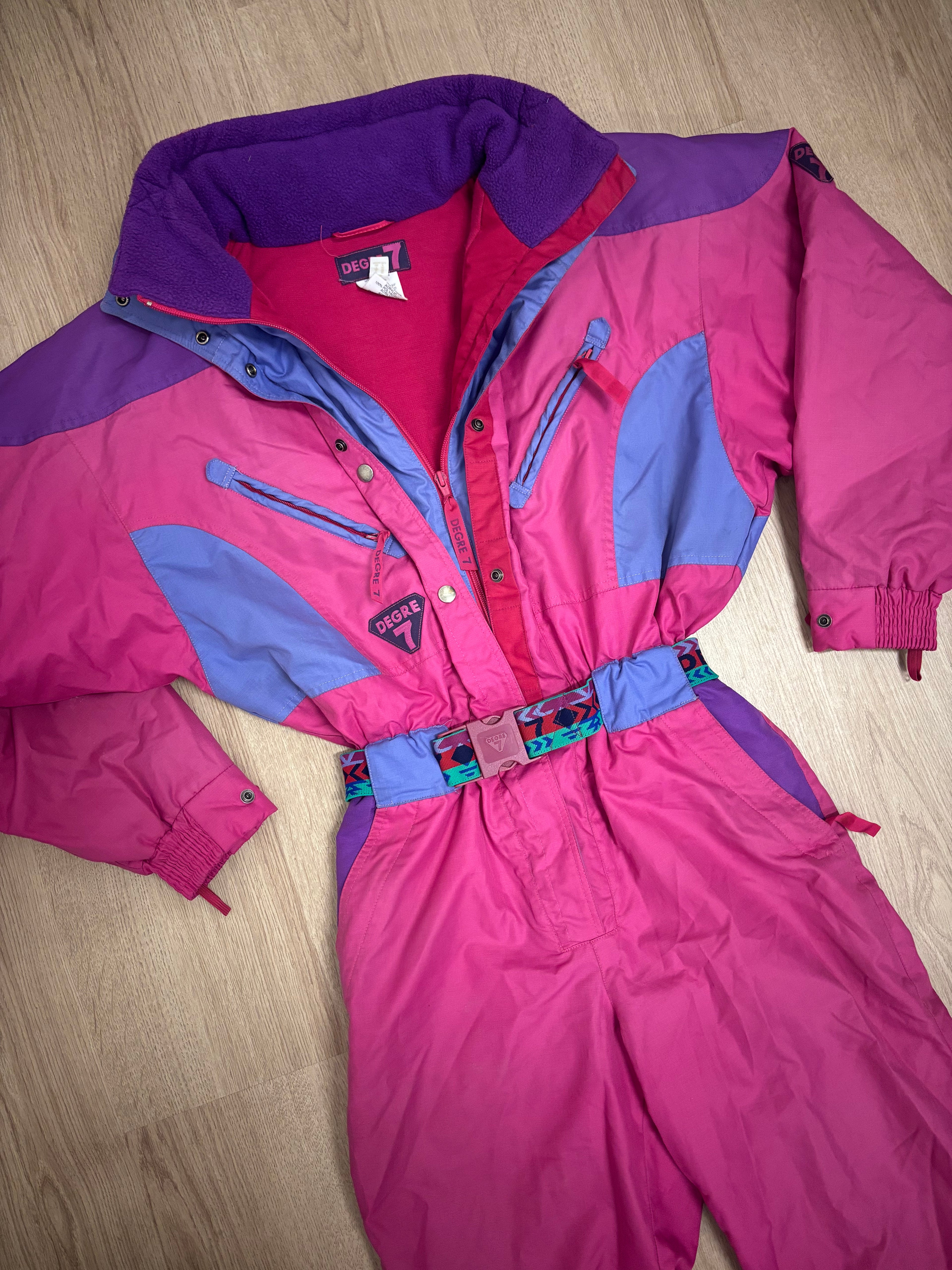 Vintage retro skipak - Degre 7 roze, paars maat 40