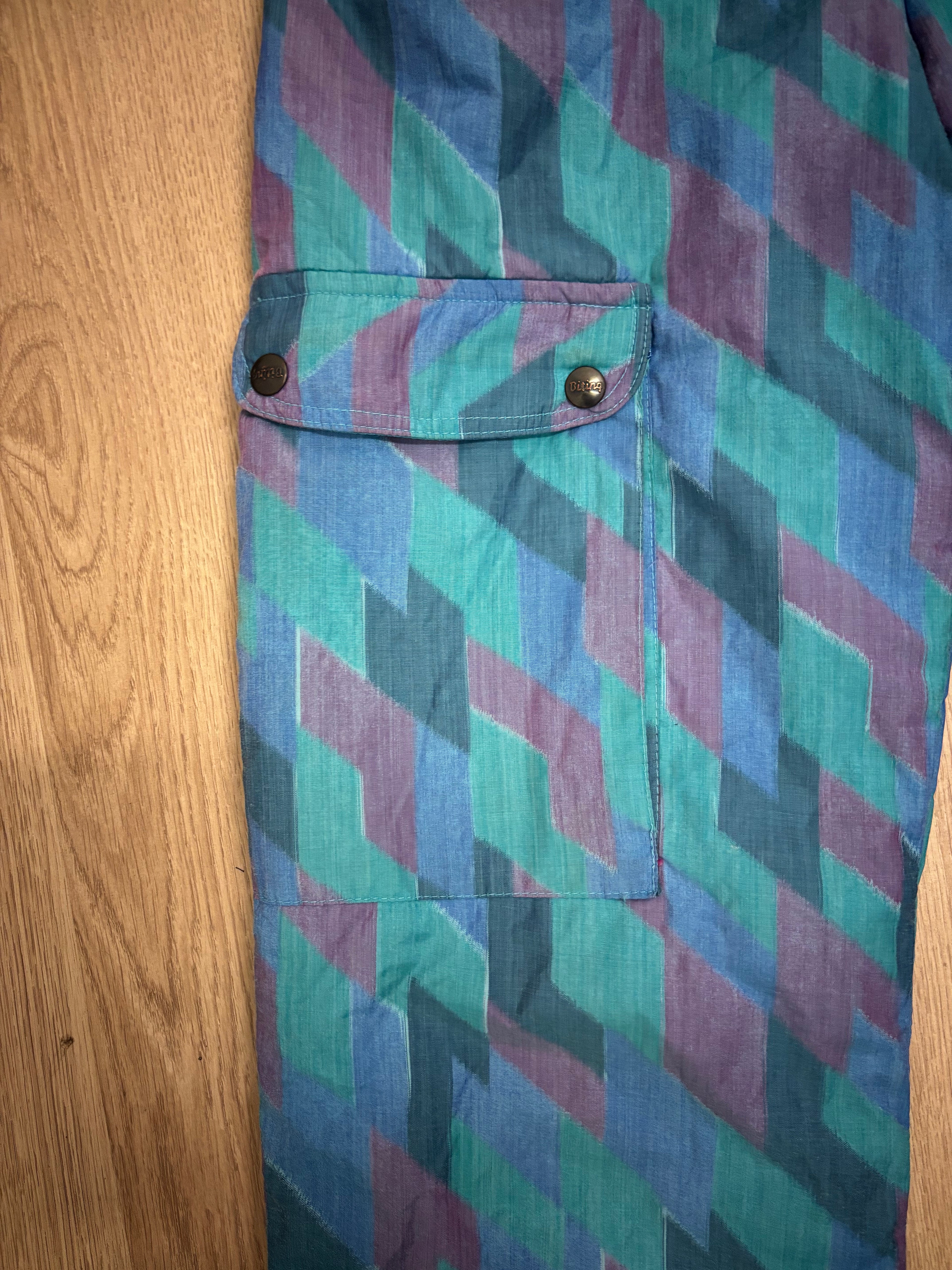 Vintage retro skipak - Blauw, rood, groen, print maat M/L