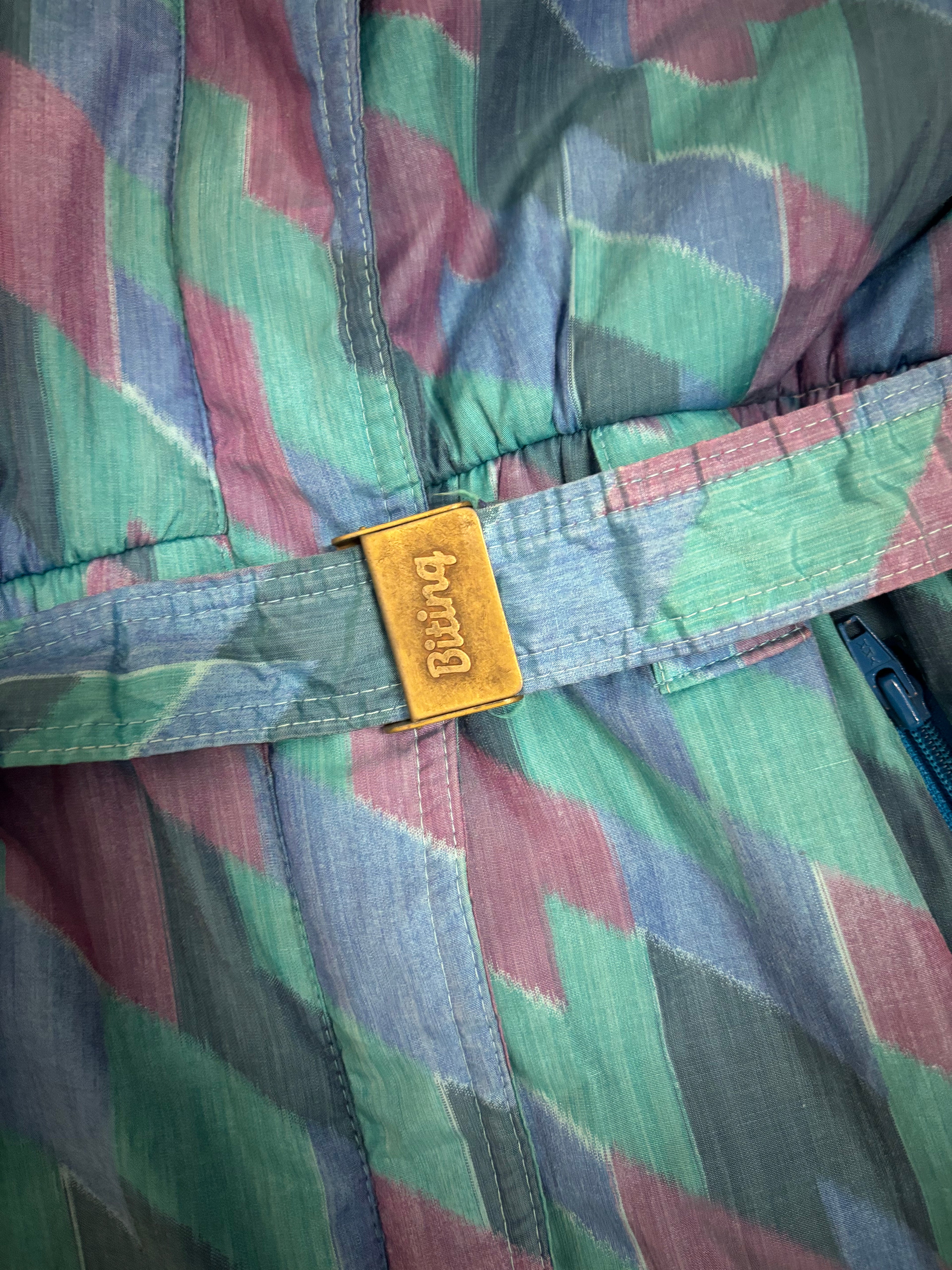 Vintage retro skipak - Blauw, rood, groen, print maat M/L