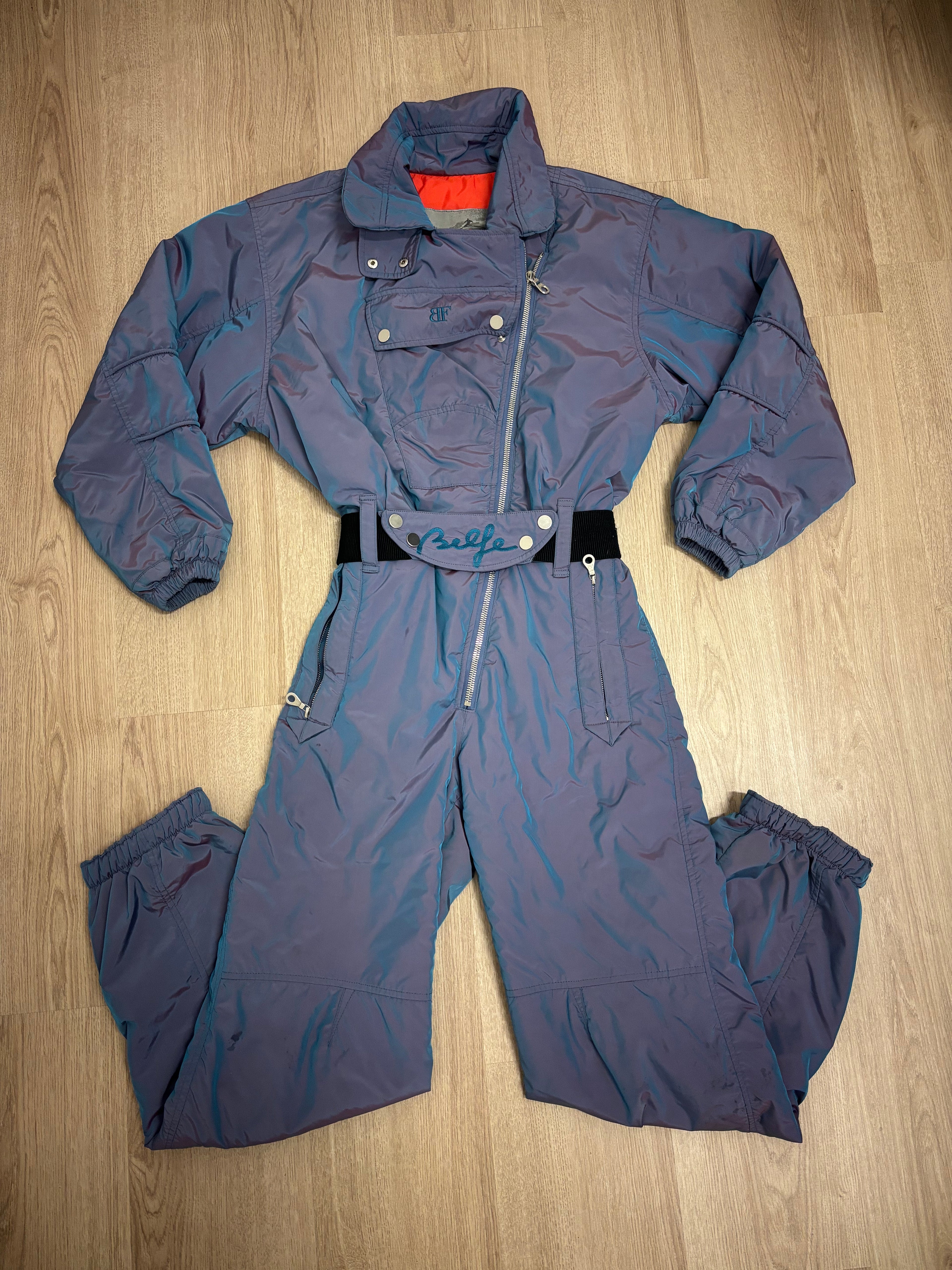 Vintage retro skipak - shiny blauw / paars / lila maat M/L