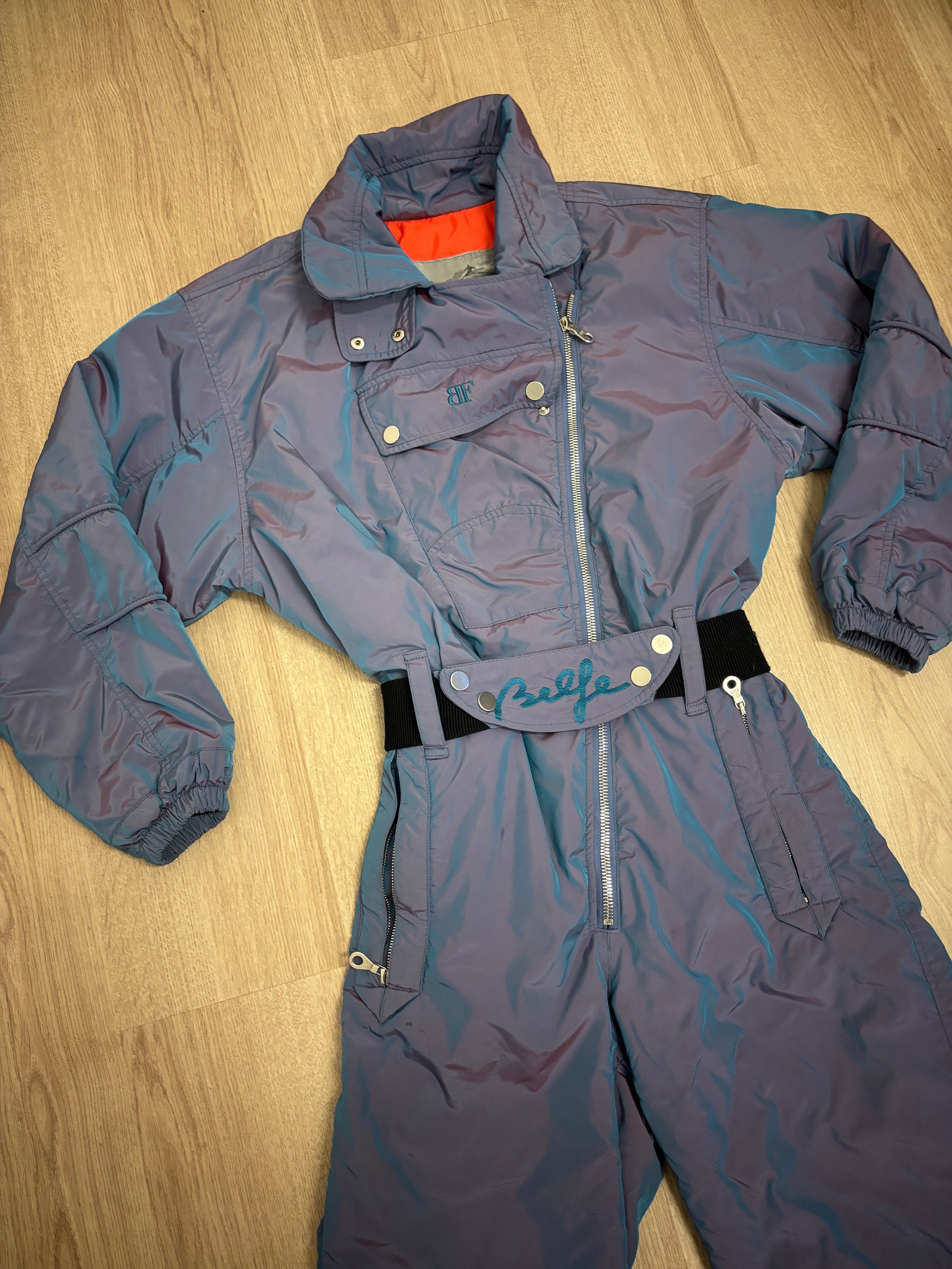 Vintage retro skipak - shiny blauw / paars / lila maat M/L