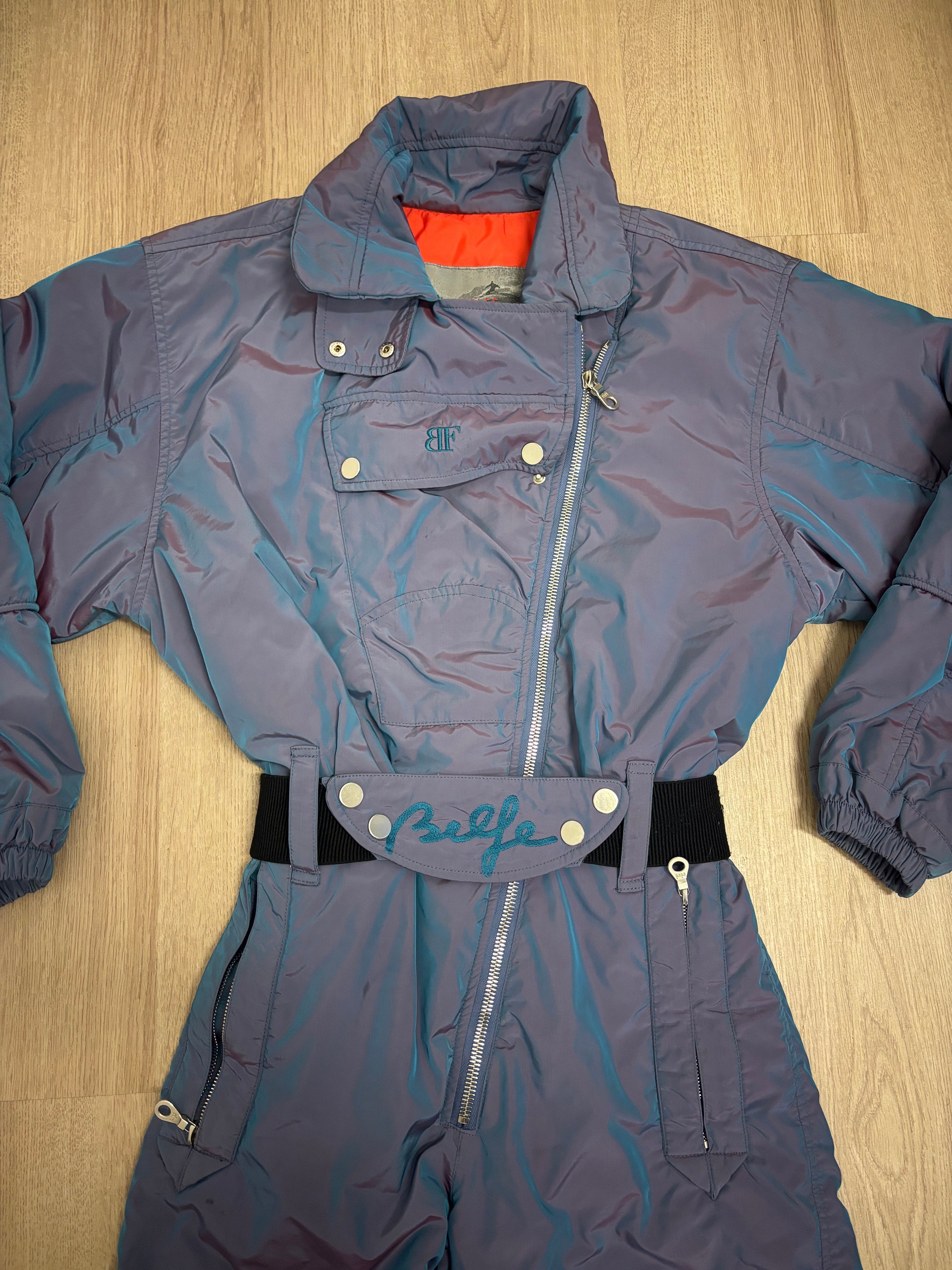 Vintage retro skipak - shiny blauw / paars / lila maat M/L