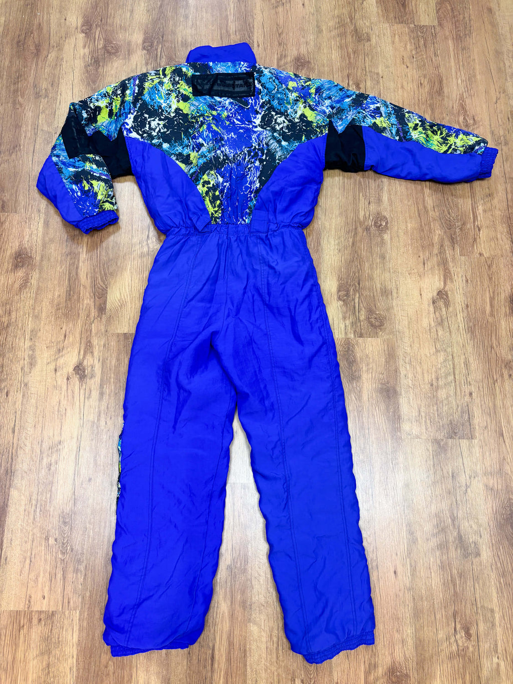 Vintage retro skipak - blauw / paars met print maat M