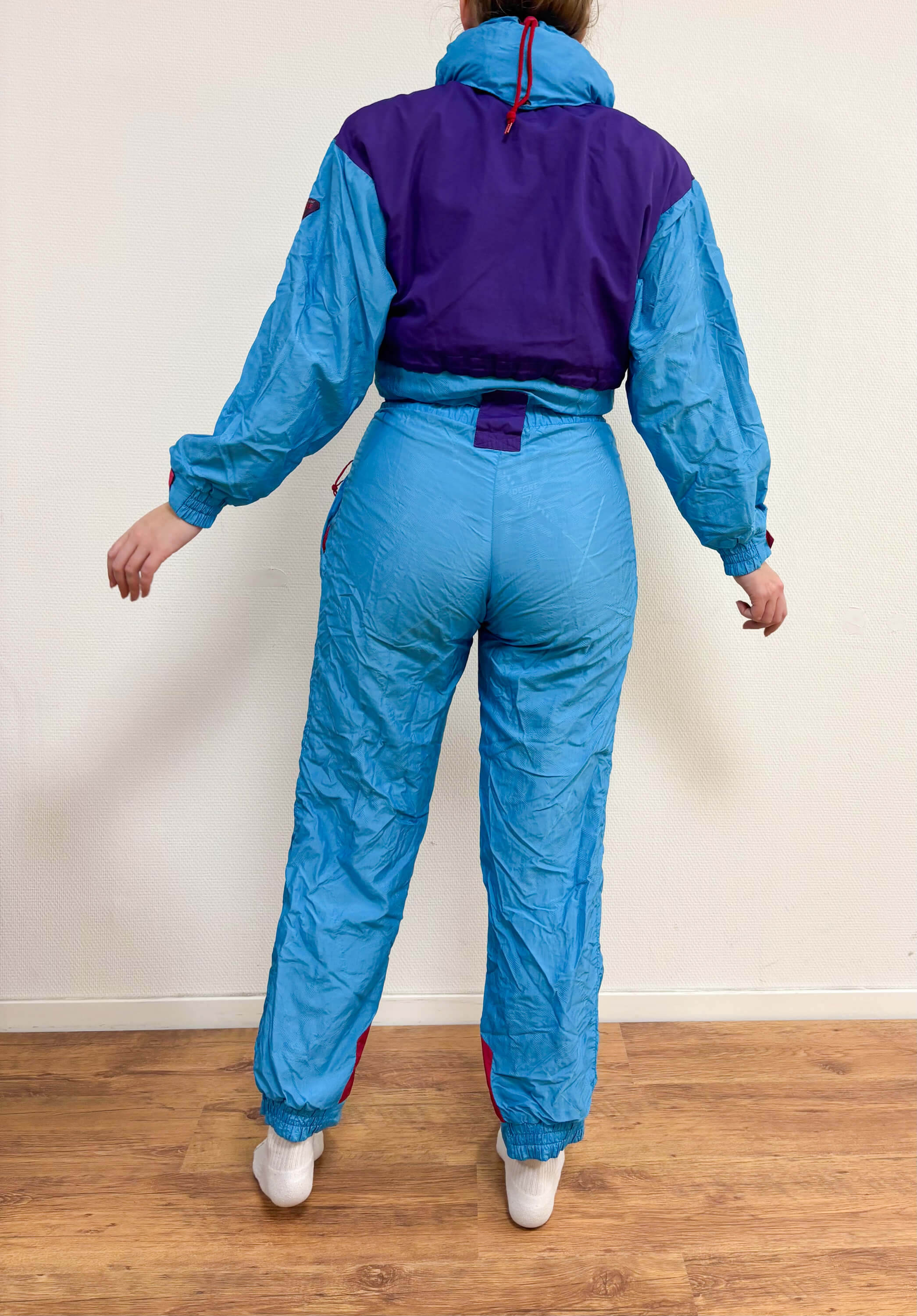 Vintage retro skipak - Degre 7 lichtblauw, paars, rood maat S