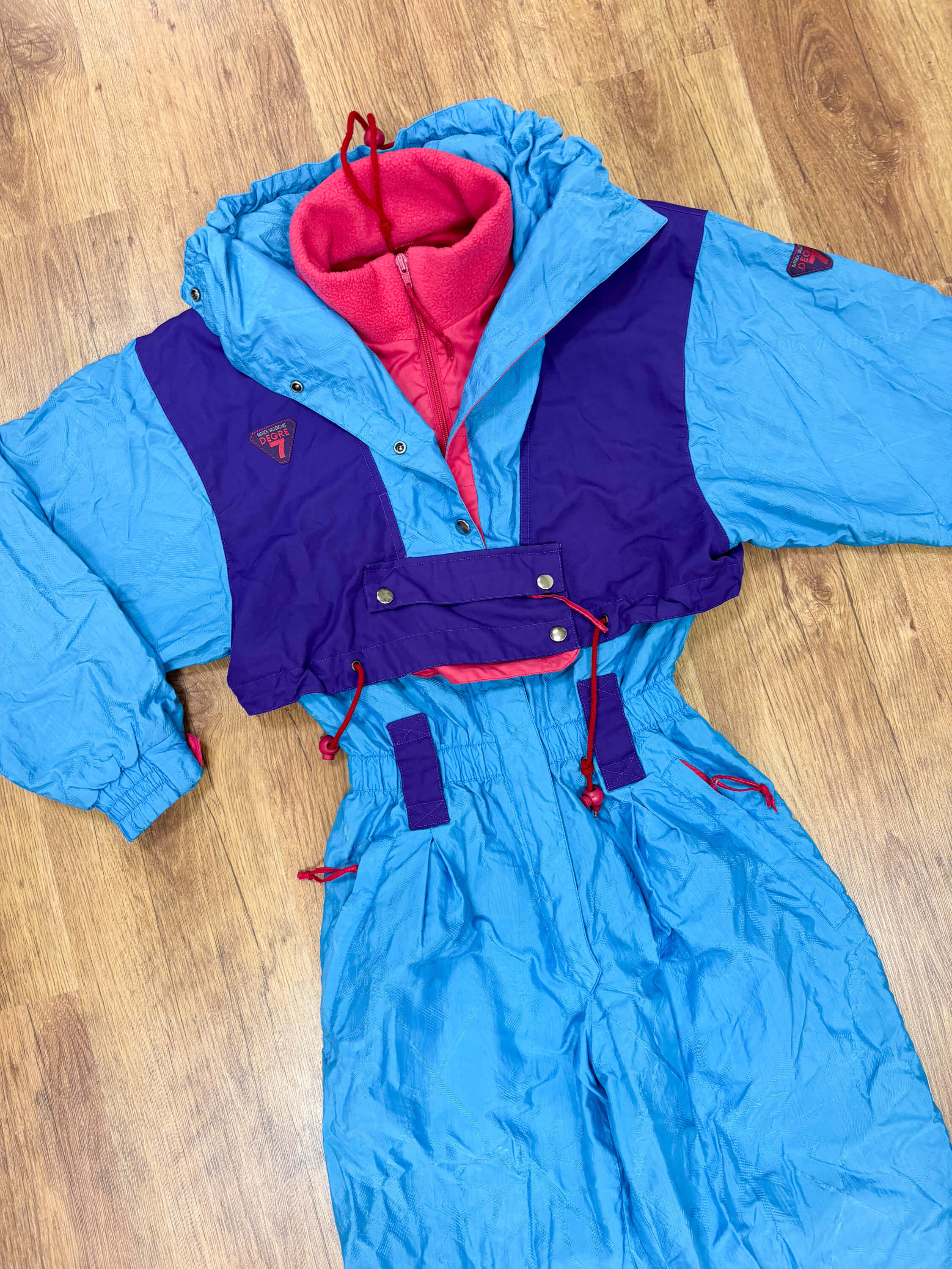 Vintage retro skipak - Degre 7 lichtblauw, paars, rood maat S