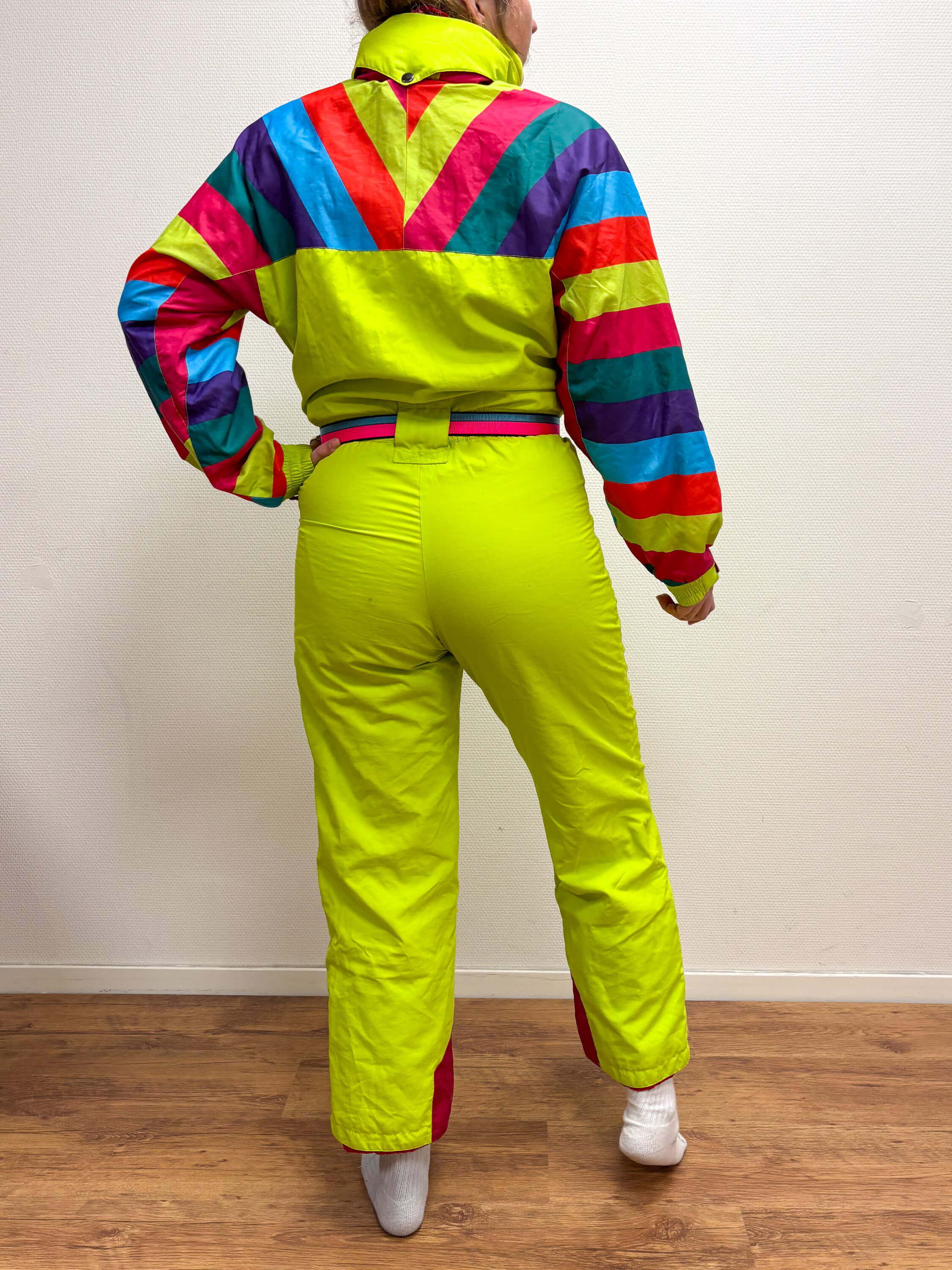 Vintage retro skipak - Degre 7 neon geel multicolor maat S/M