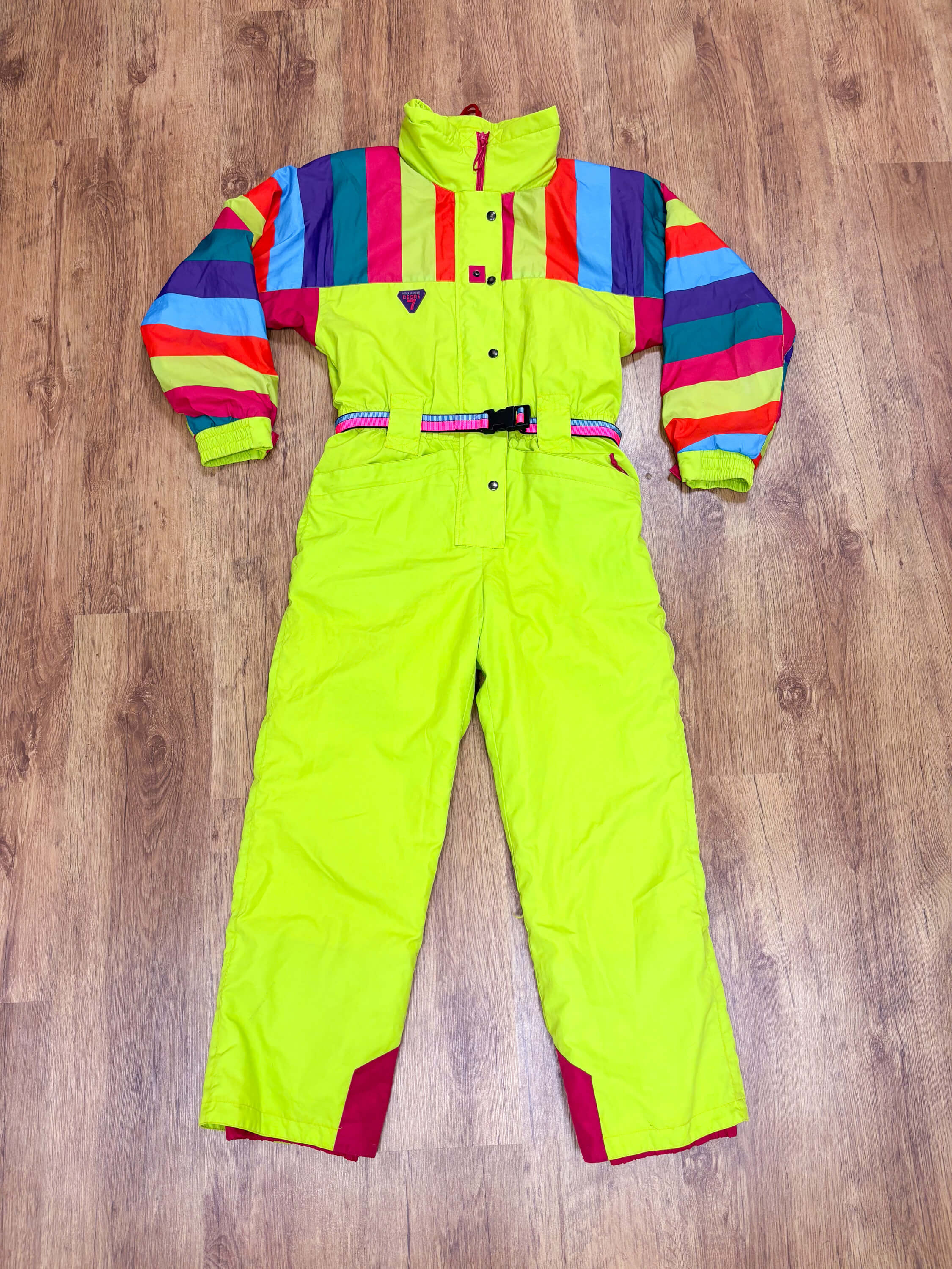 Vintage retro skipak - Degre 7 neon geel multicolor maat S/M