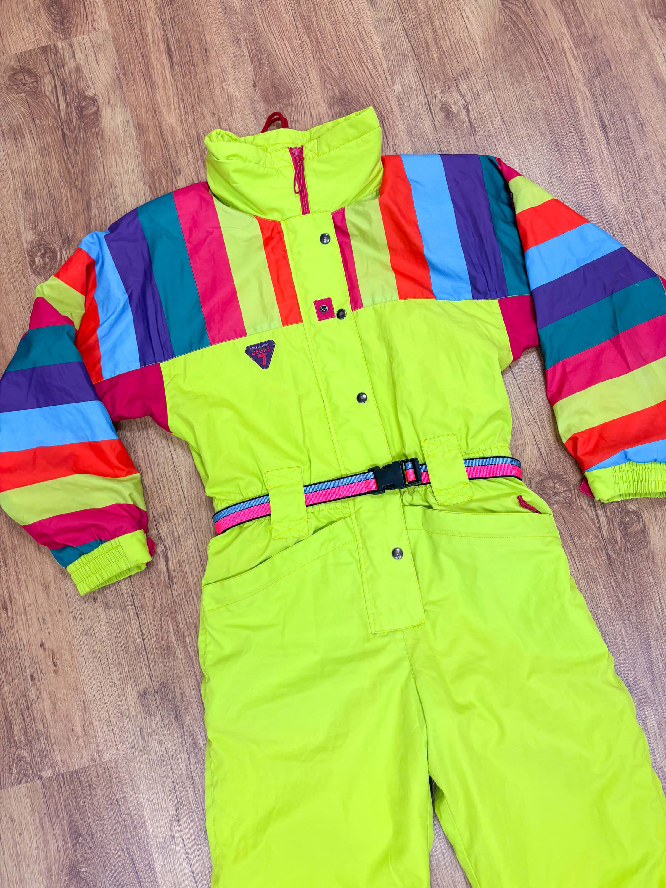 Vintage retro skipak - Degre 7 neon geel multicolor maat S/M