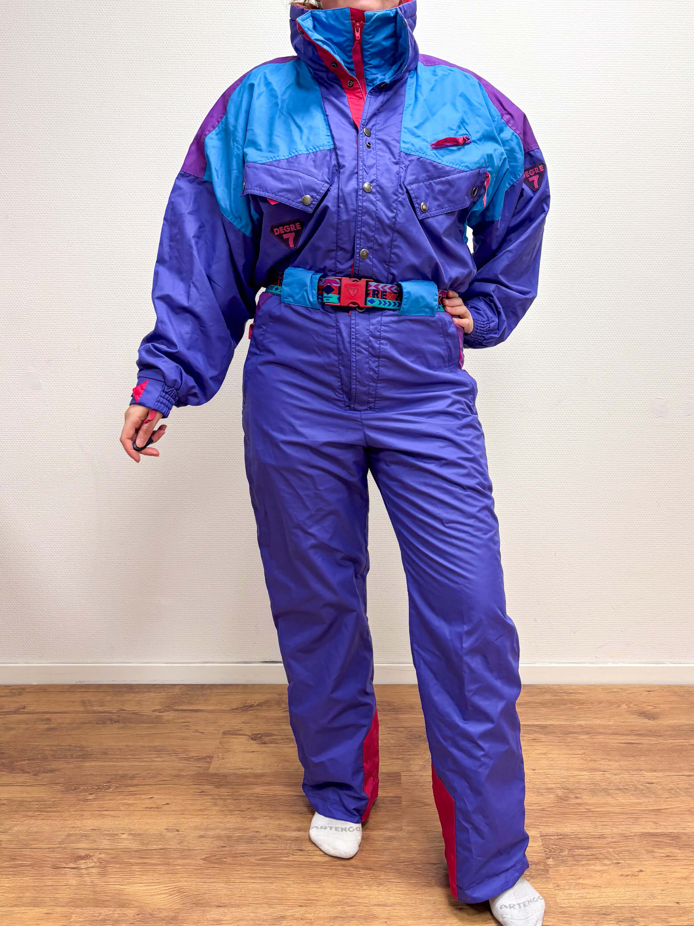 Vintage retro skipak - Degre 7 paars, blauw maat M/L