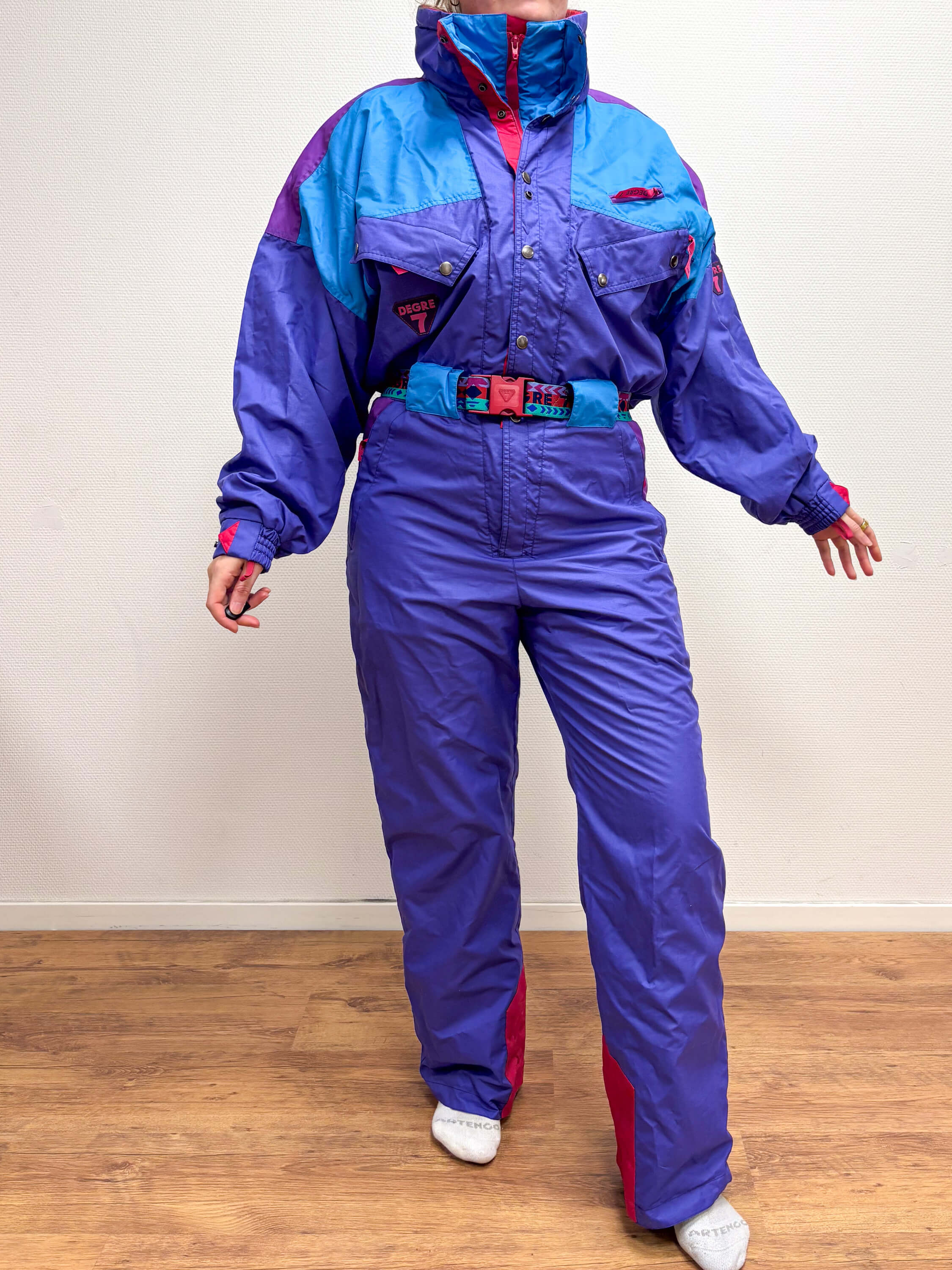 Vintage retro skipak - Degre 7 paars, blauw maat M/L