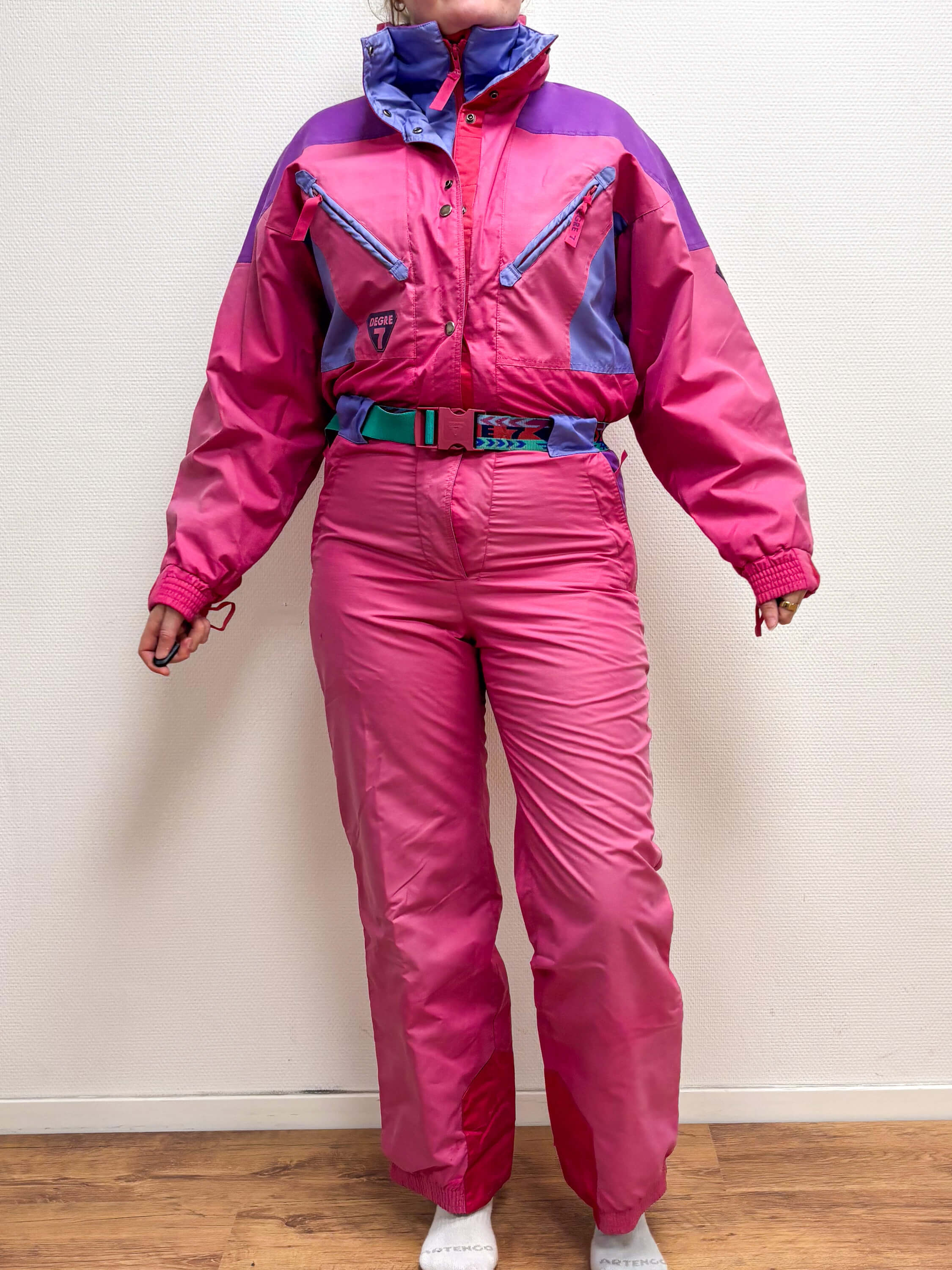 Vintage retro skipak - Degre 7 roze, blauw, paars maat M