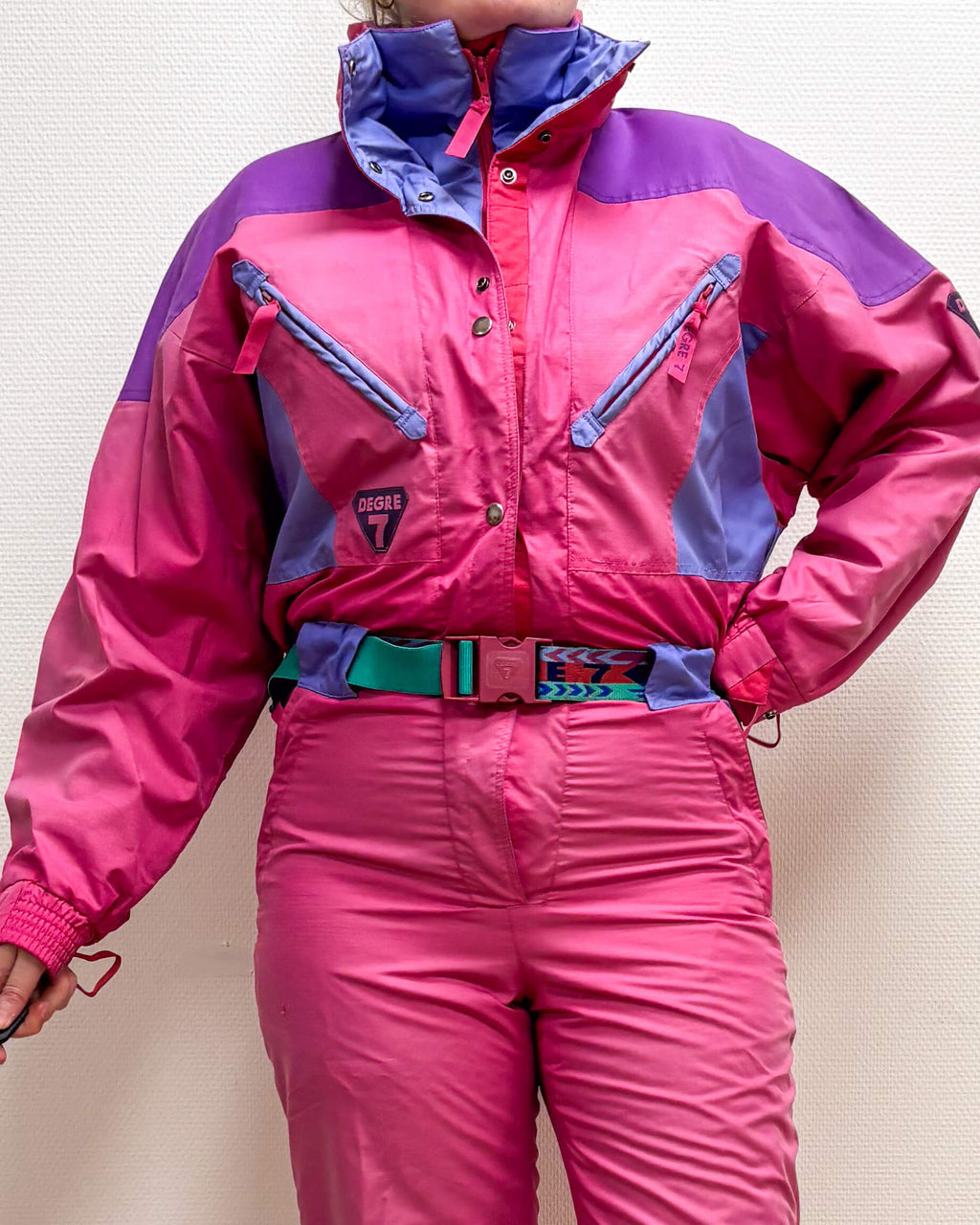 Vintage retro skipak - Degre 7 roze, blauw, paars maat M