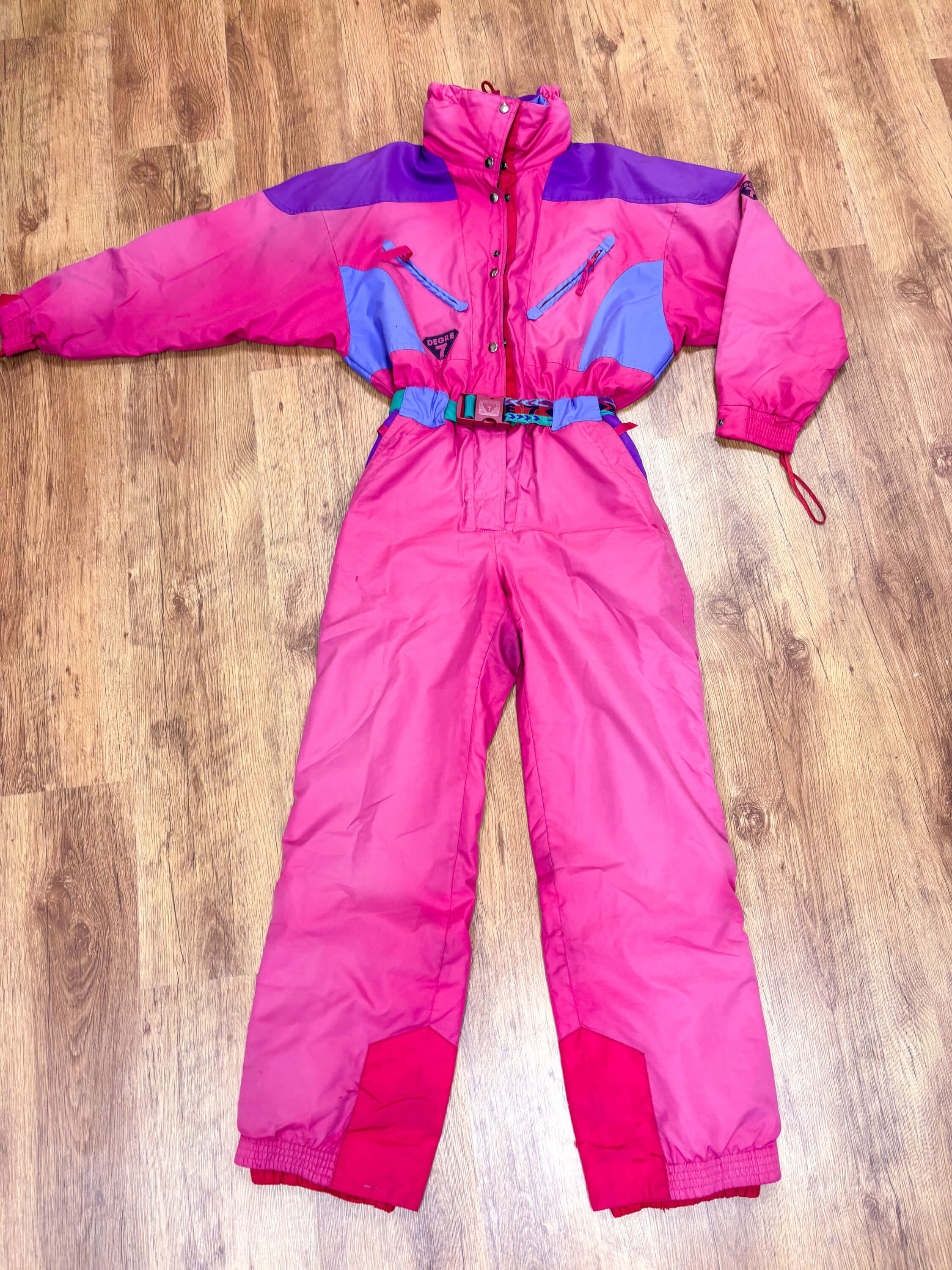 Vintage retro skipak - Degre 7 roze, blauw, paars maat M
