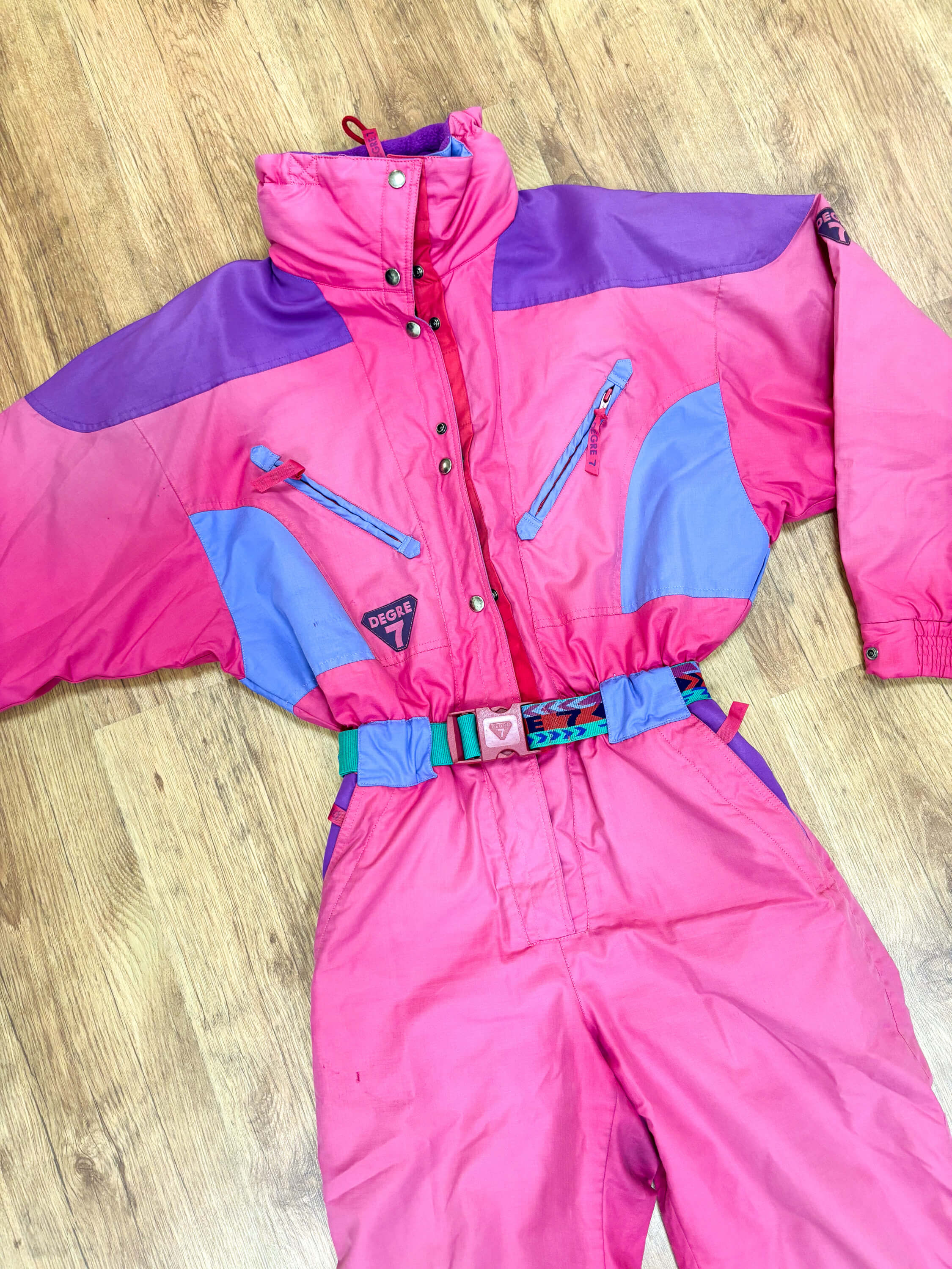 Vintage retro skipak - Degre 7 roze, blauw, paars maat M