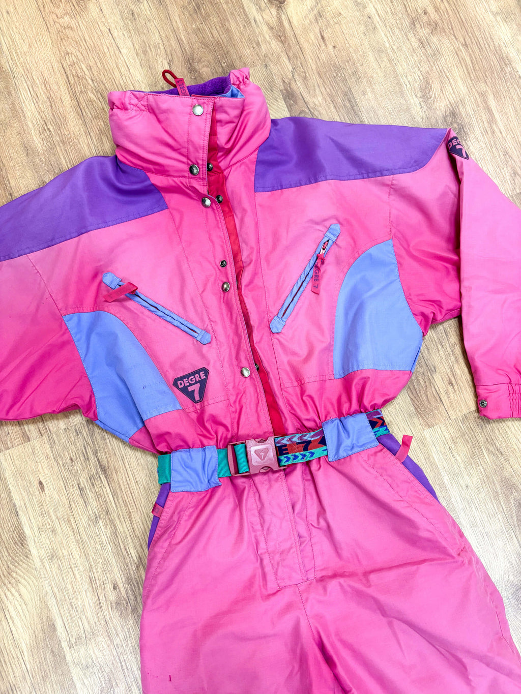 Vintage retro skipak - Degre 7 roze, blauw, paars maat M