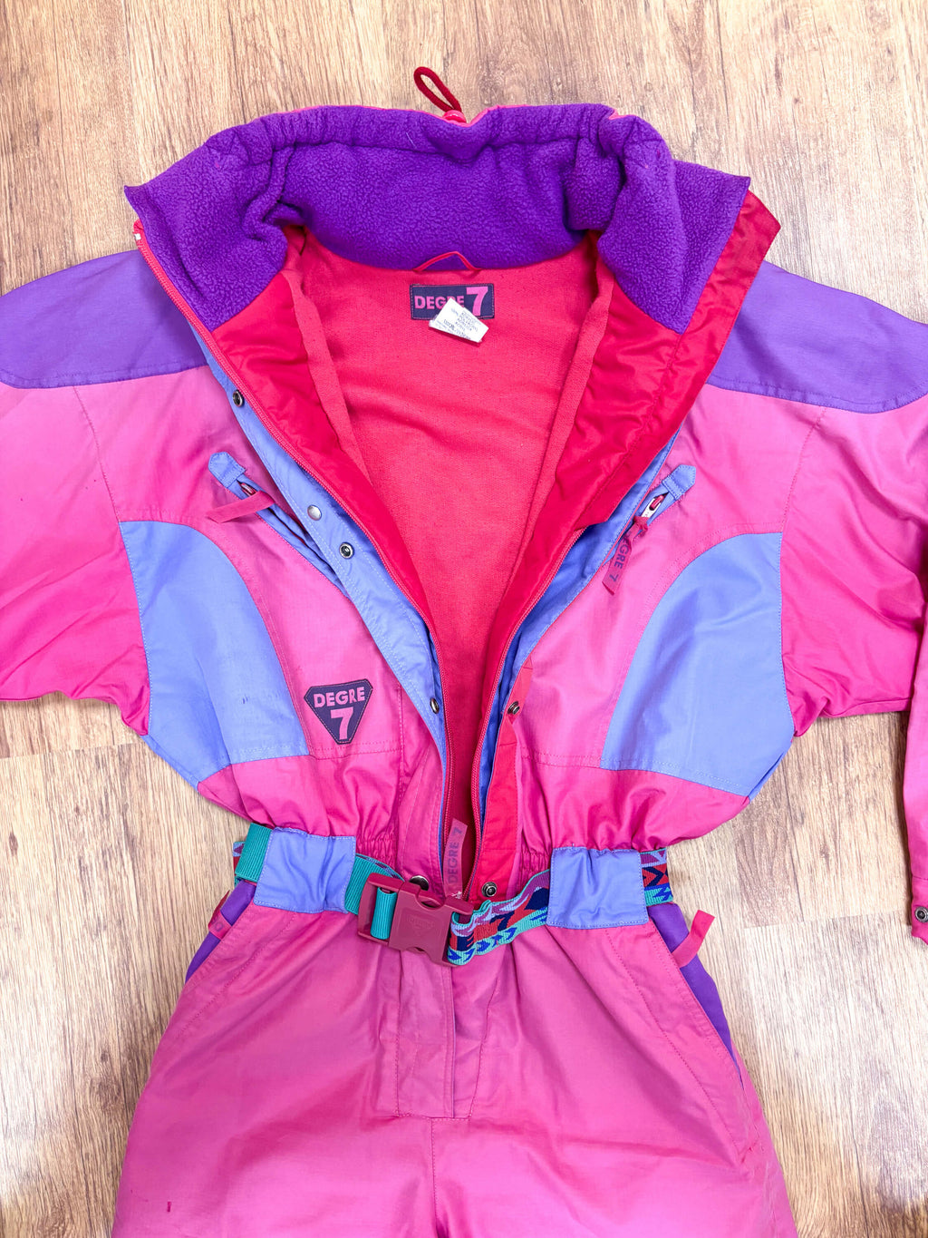 Vintage retro skipak - Degre 7 roze, blauw, paars maat M