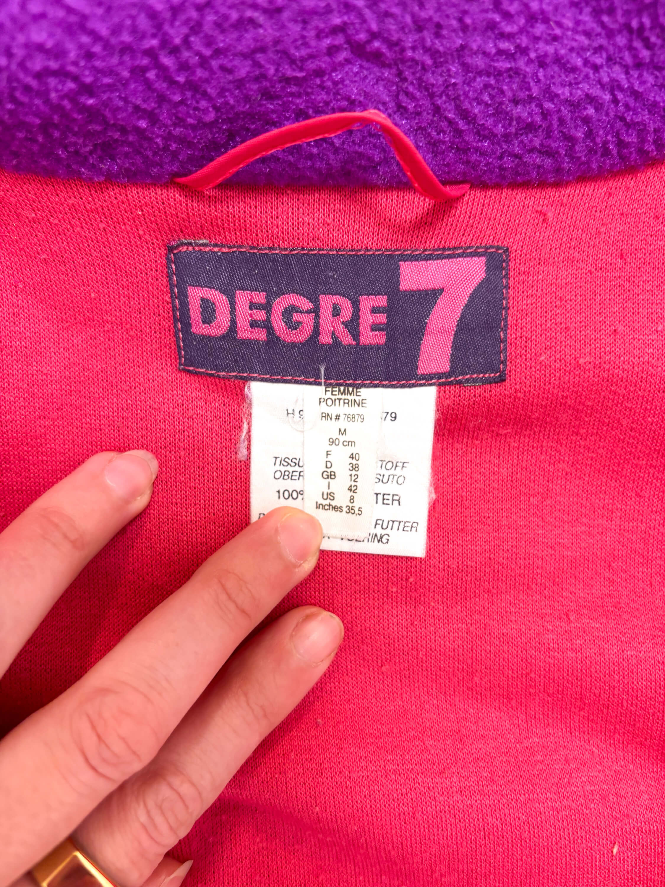 Vintage retro skipak - Degre 7 roze, blauw, paars maat M