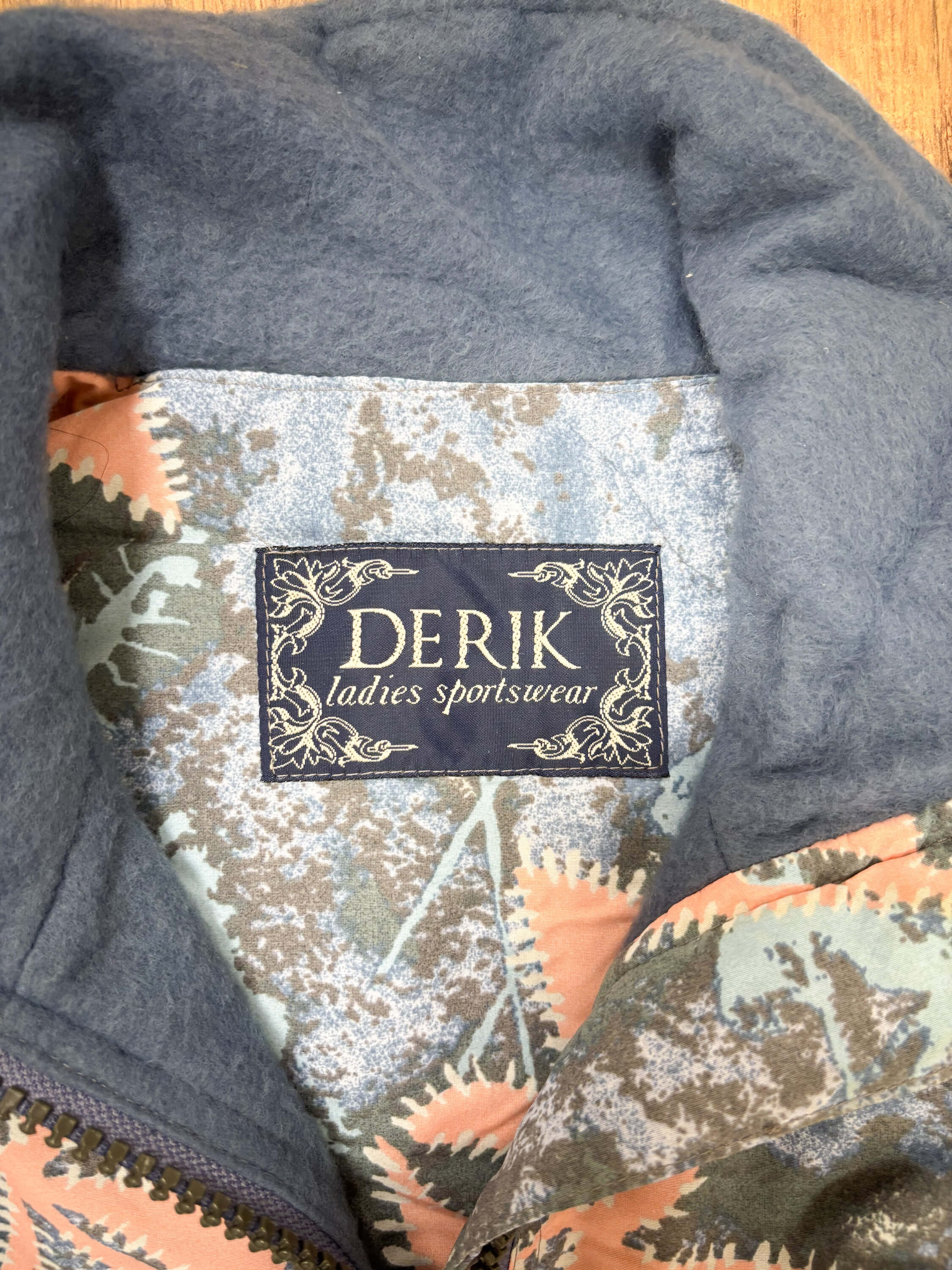 Vintage retro skipak - Derik grijs, zalmroze print maat M