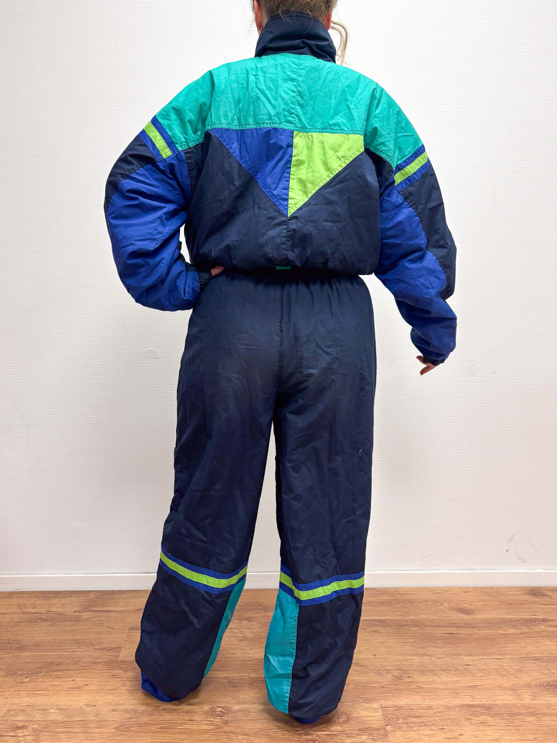 Vintage retro skipak - donkerblauw, blauw, turquoise, groen maat L/XL