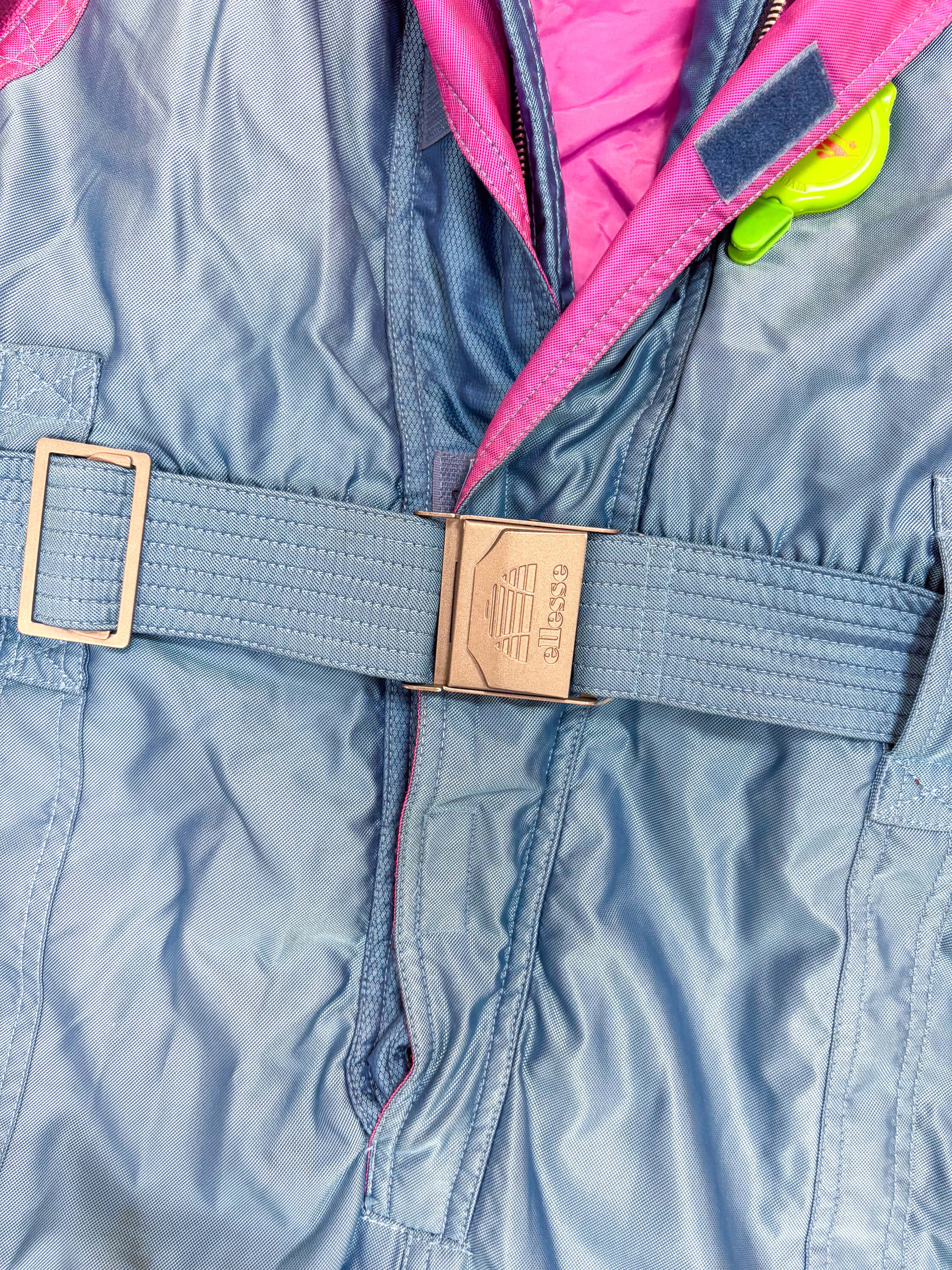 Vintage retro skipak - Ellesse shiny blauw, roze maat L/XL