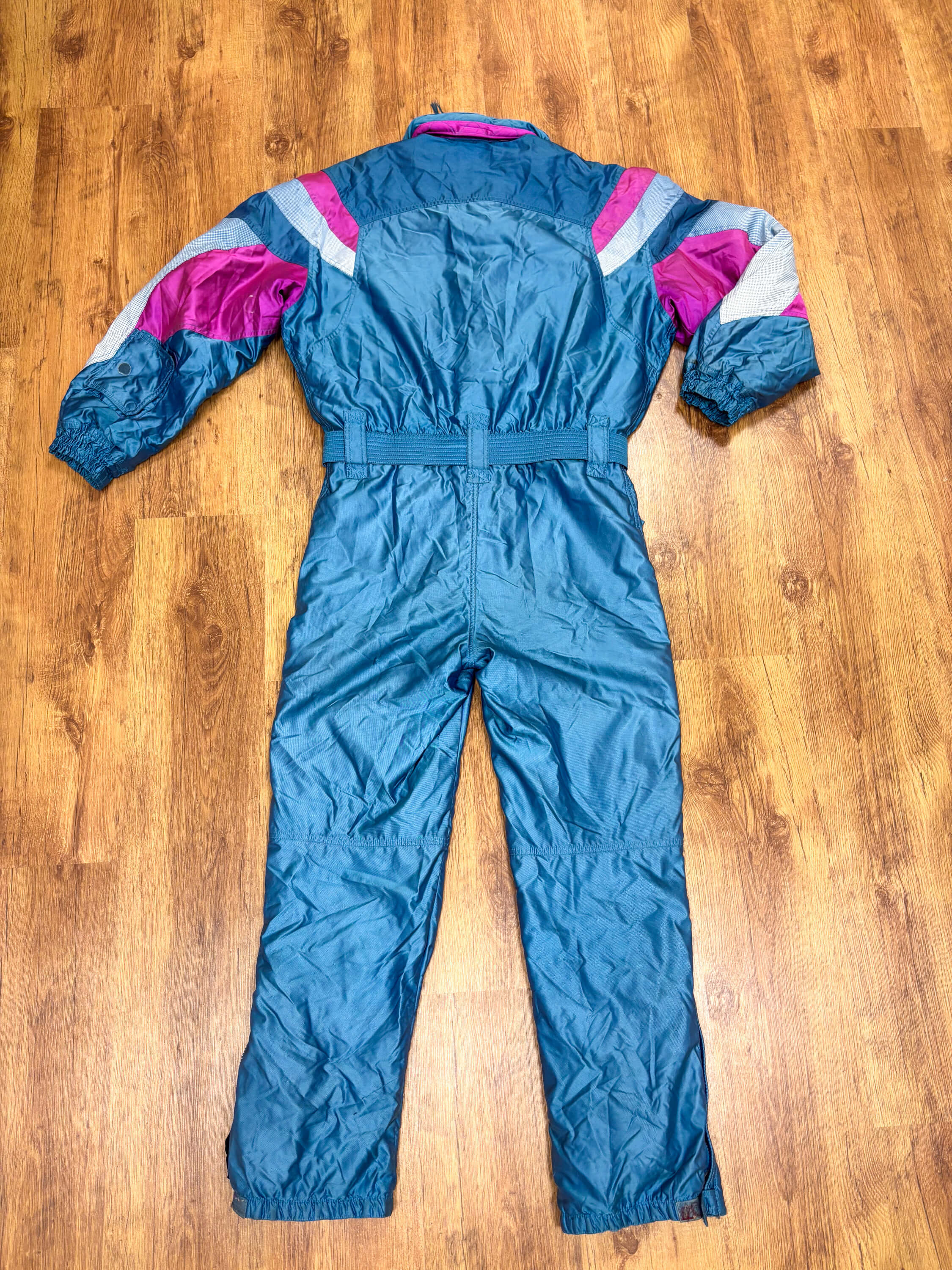 Vintage retro skipak - Ellesse shiny blauw, roze maat L/XL