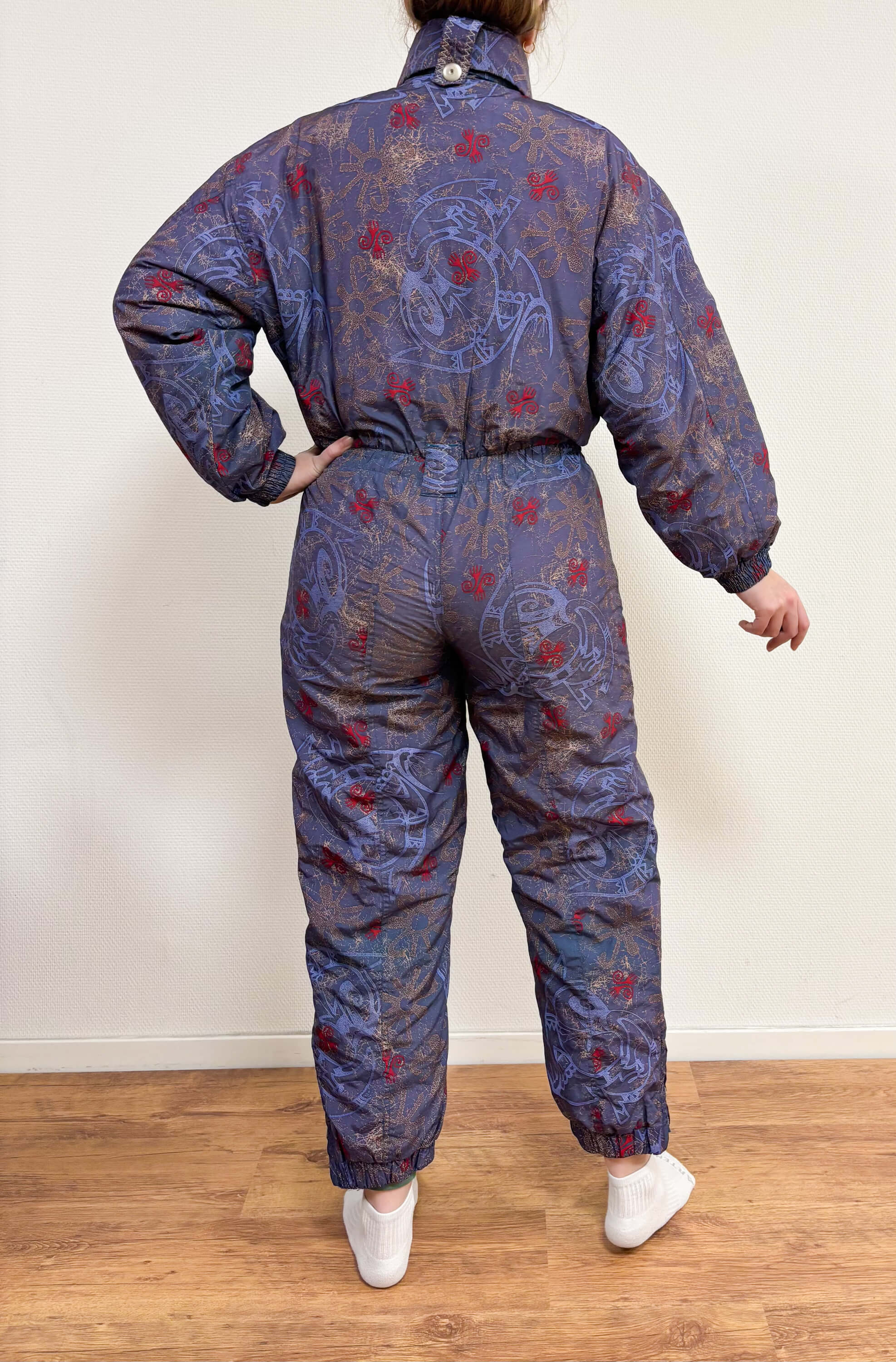 Vintage retro skipak - Etirel blauw, grijs, goud, rood maat S