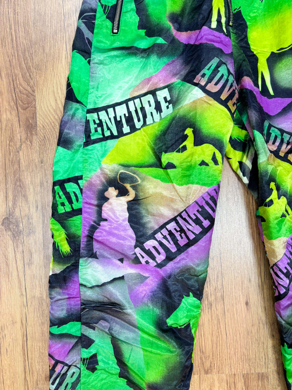 Vintage retro skipak - groen / paars met western paarden print maat M/L