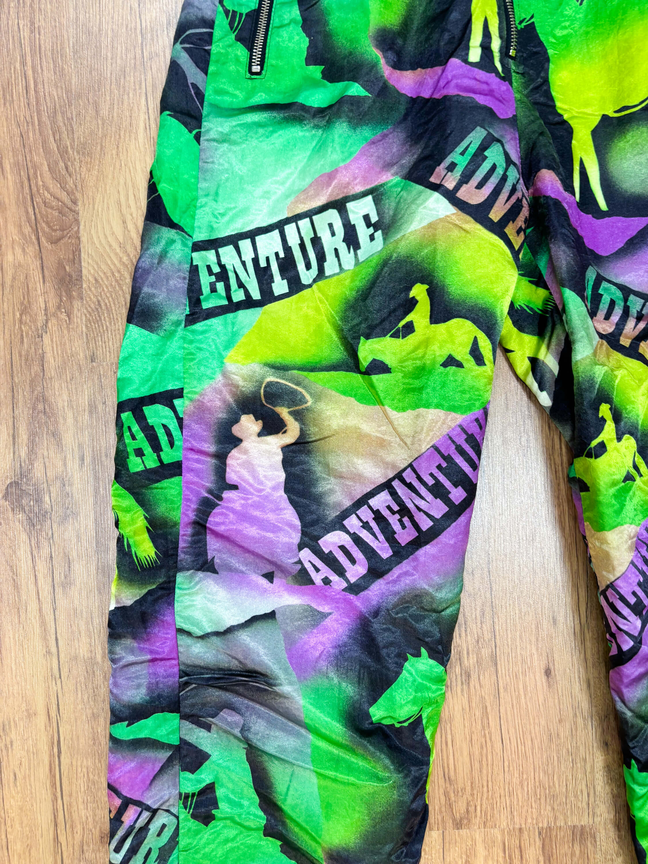 Vintage retro skipak - groen / paars met western paarden print maat M/L