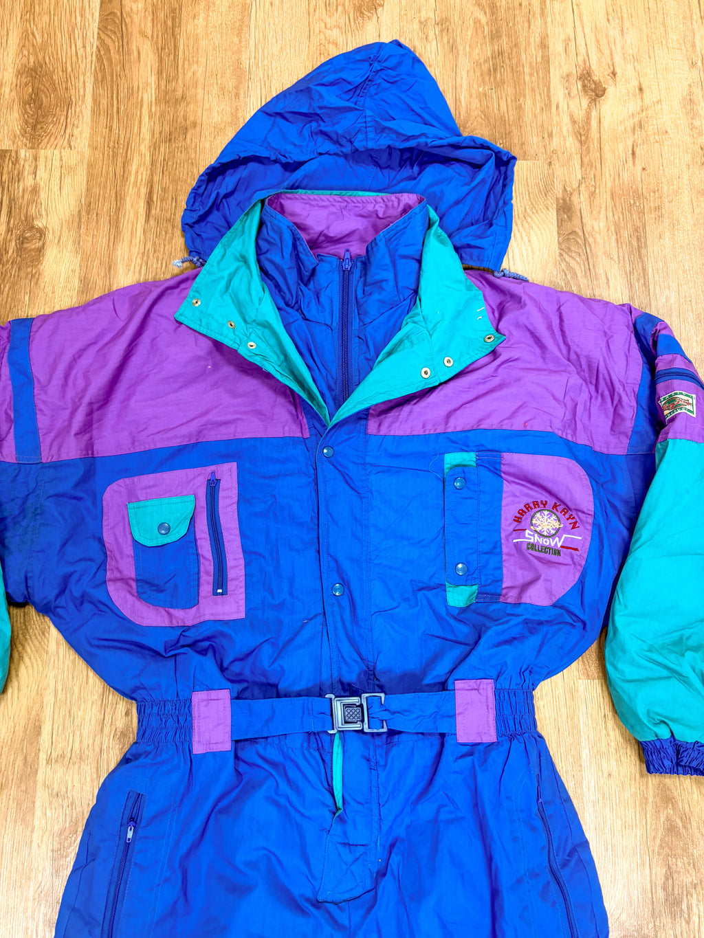 Vintage retro skipak - Blauw, paars, turquoise maat L/XL