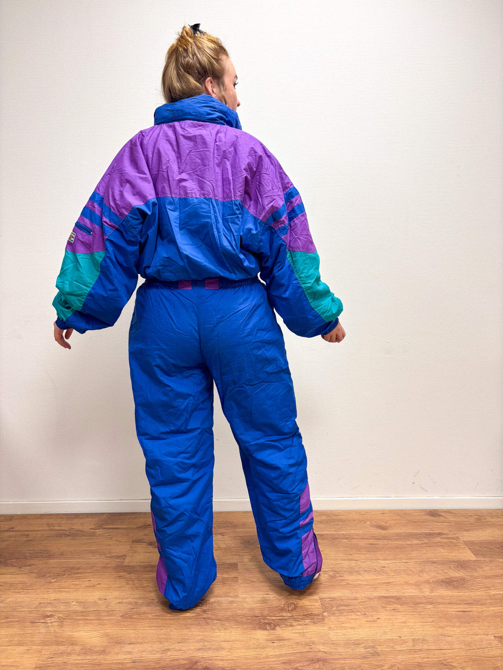 Vintage retro skipak - Blauw, paars, turquoise maat L/XL