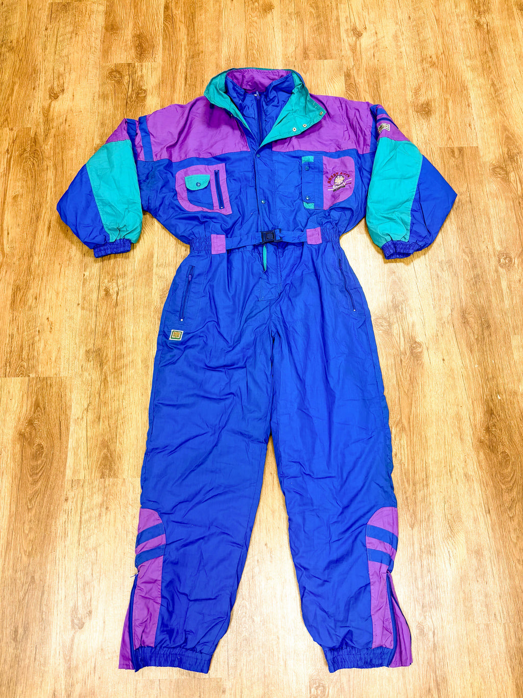 Vintage retro skipak - Blauw, paars, turquoise maat L/XL