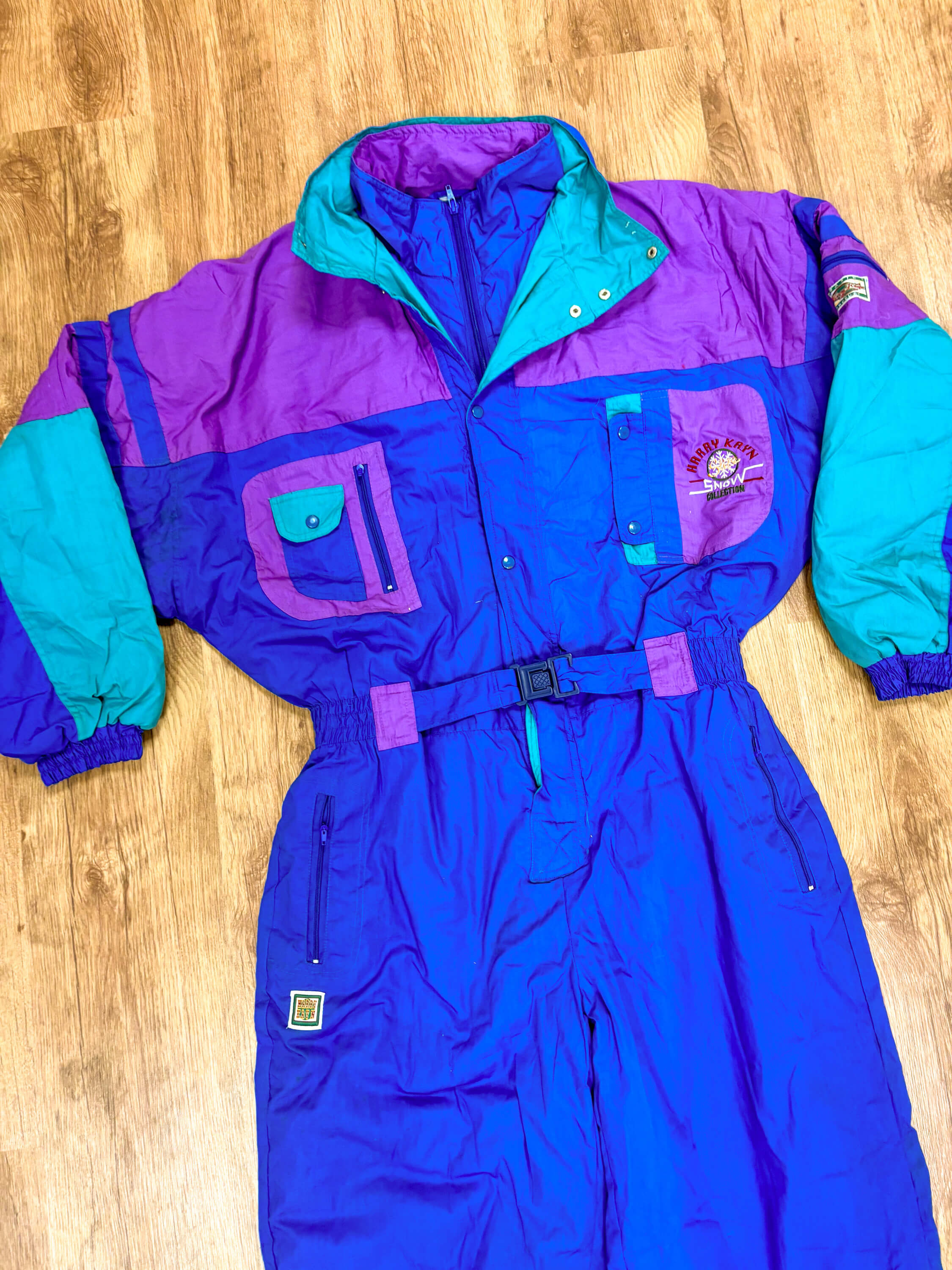 Vintage retro skipak - Blauw, paars, turquoise maat L/XL