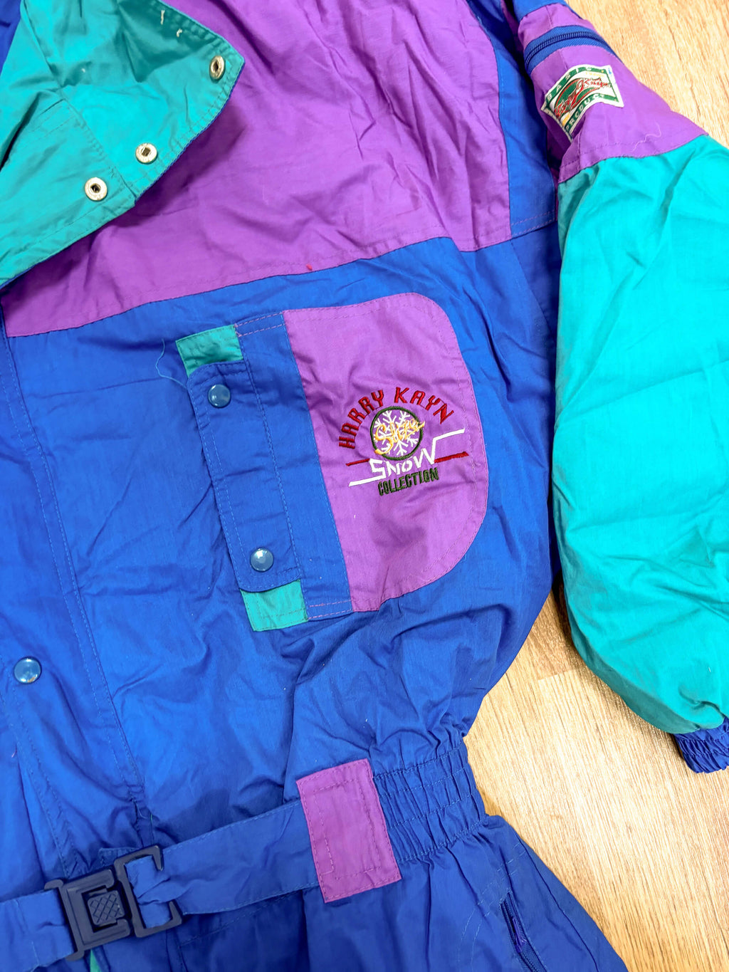 Vintage retro skipak - Blauw, paars, turquoise maat L/XL