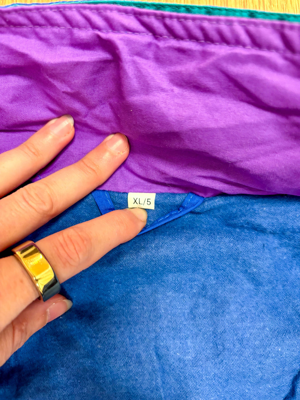 Vintage retro skipak - Blauw, paars, turquoise maat L/XL